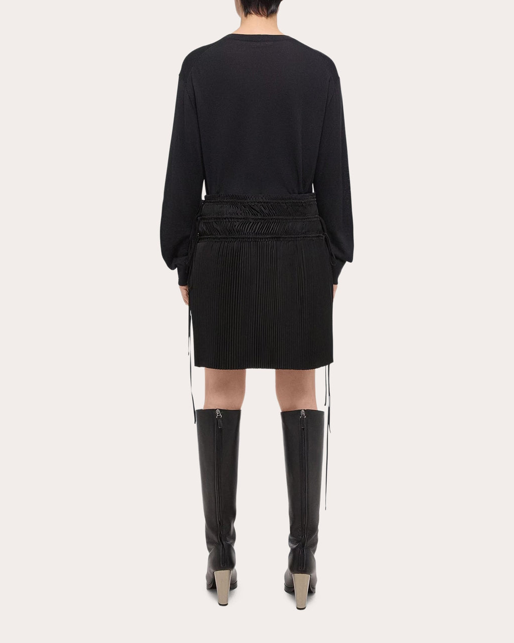 Pleated Satin Skirt