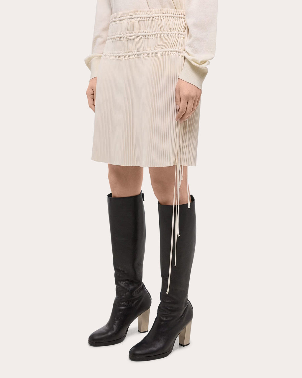 Pleated Satin Skirt