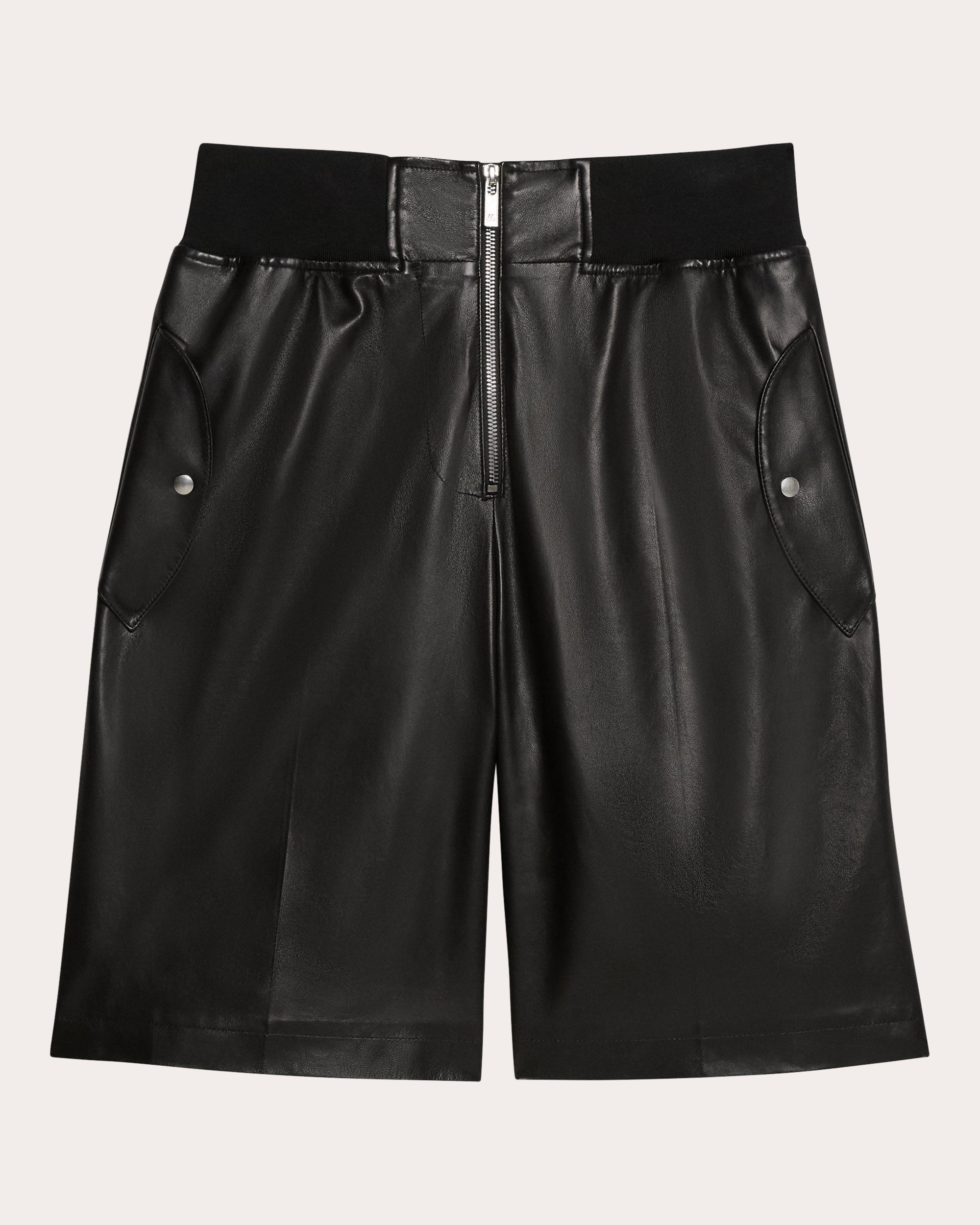 Leather Bomber Shorts