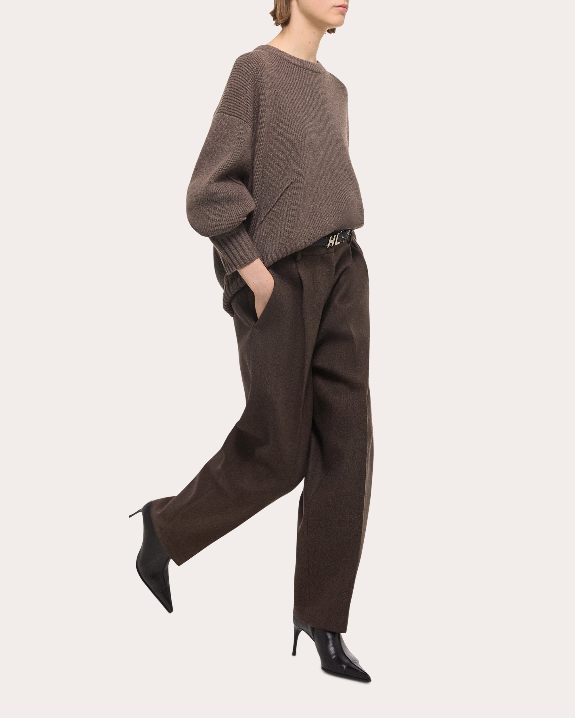 Pleated Wool-Twill Pants