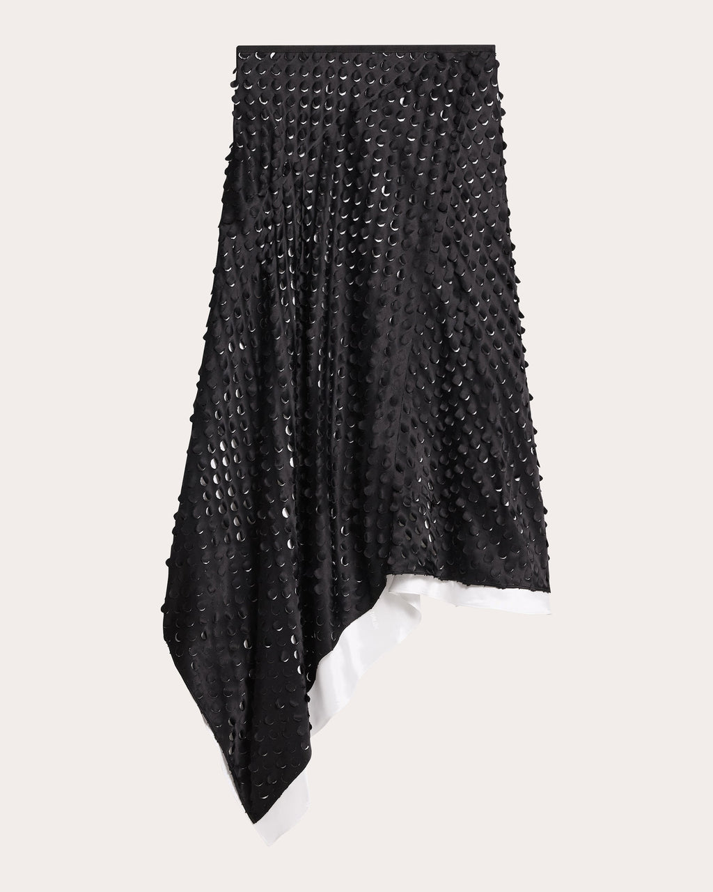 Asymmetric Laser-Cut Satin Skirt