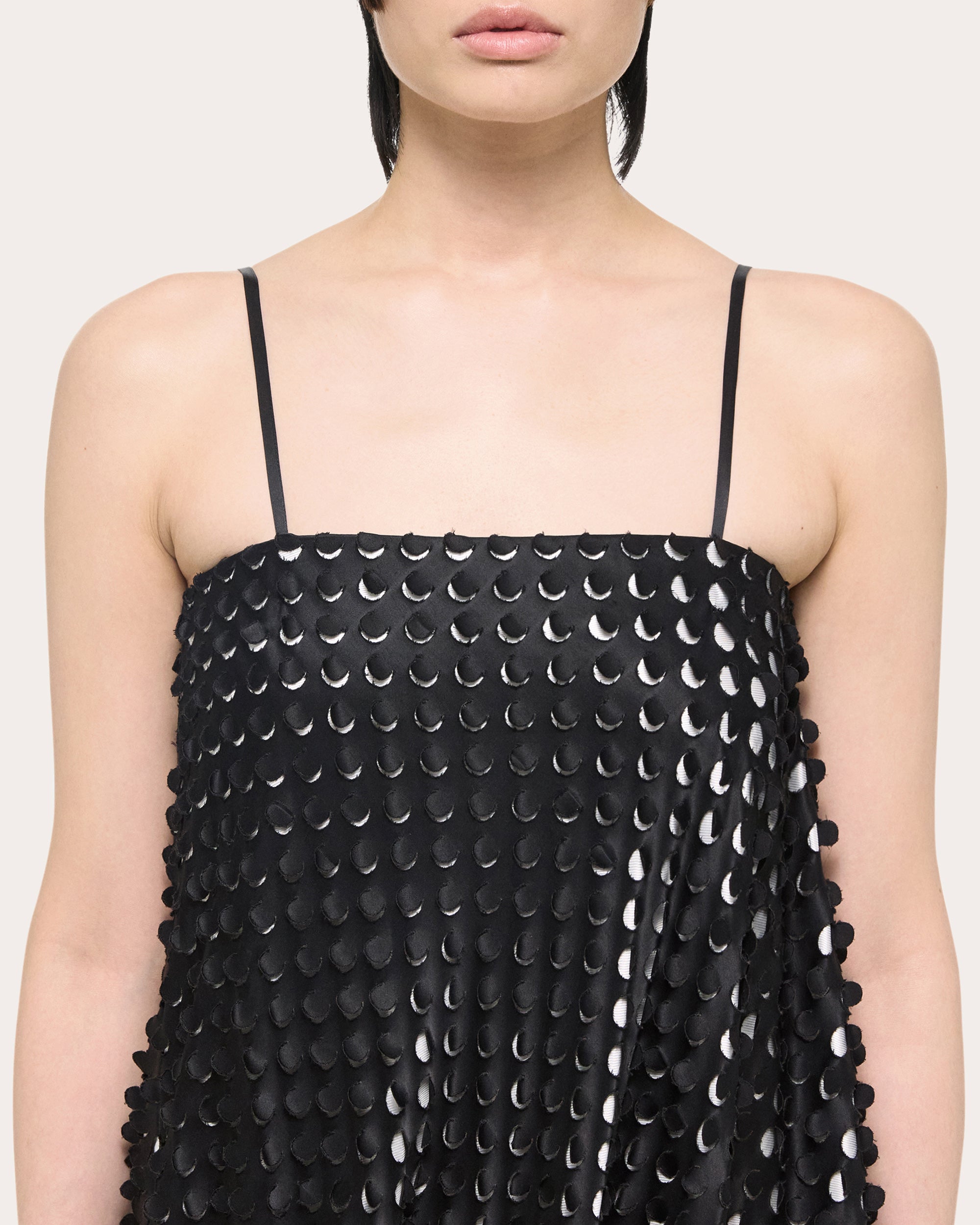 Laser-Cut Satin Bubble Dress