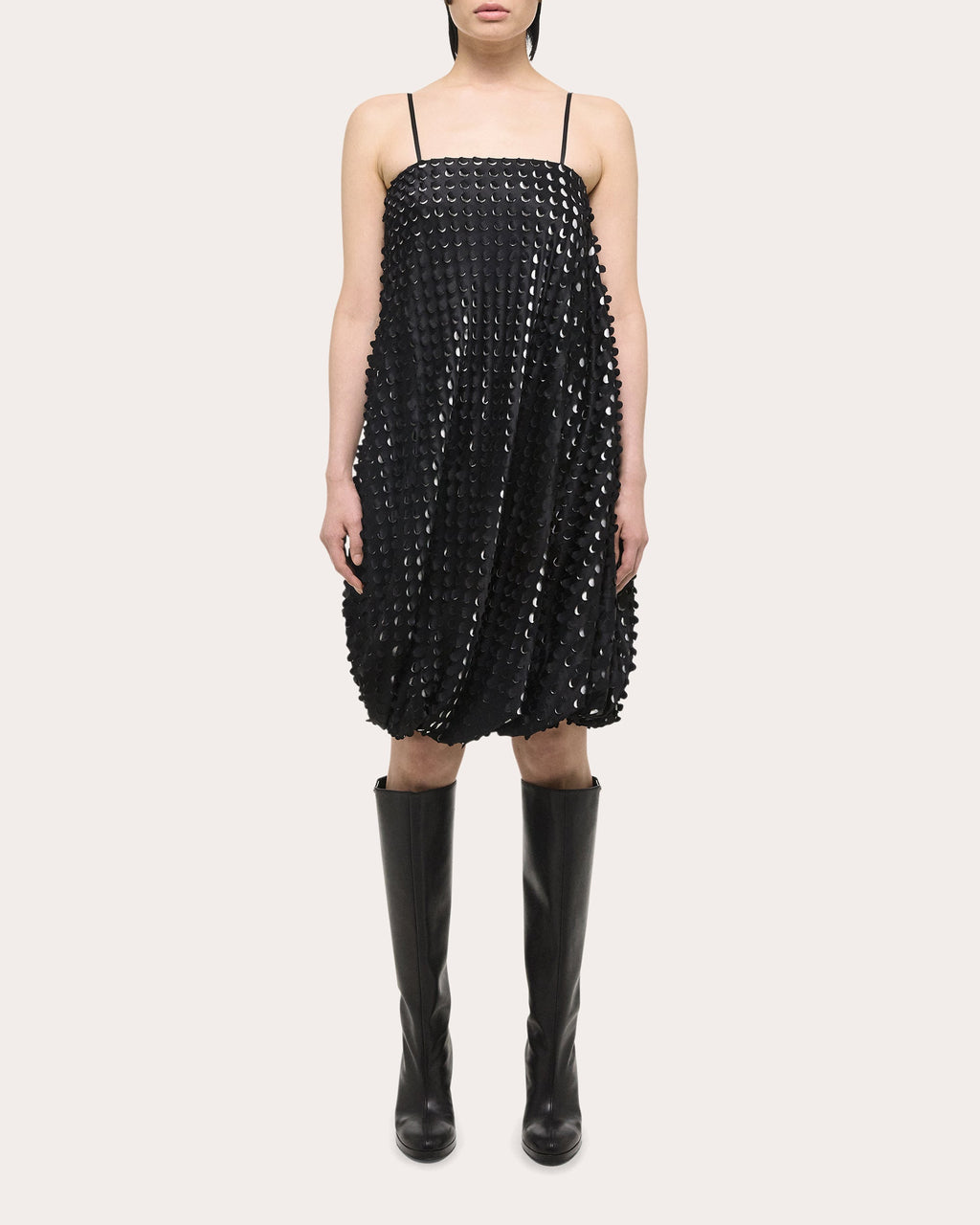 Laser-Cut Satin Bubble Dress