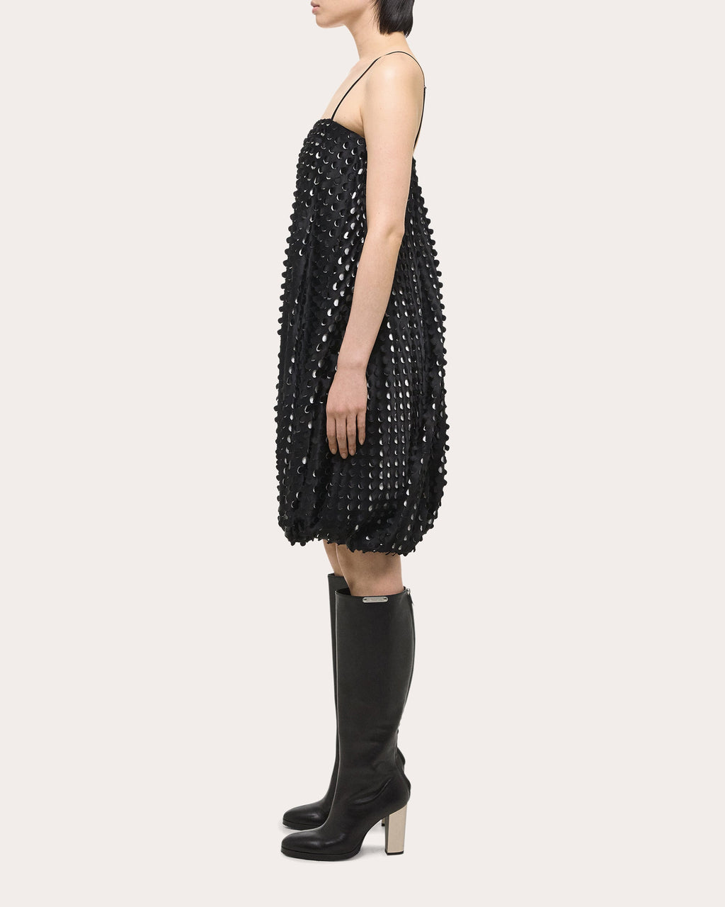 Laser-Cut Satin Bubble Dress