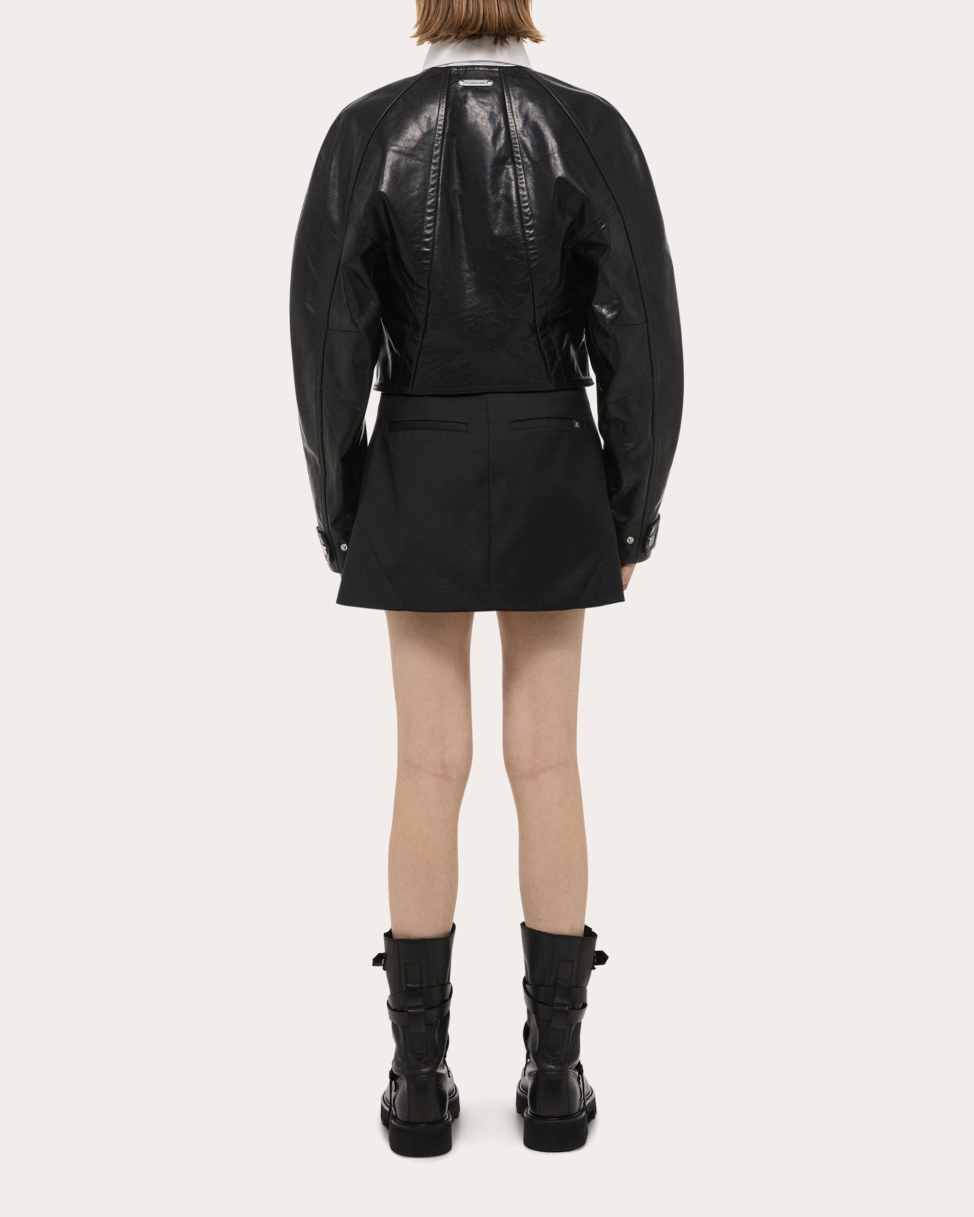 Cropped Waxed Leather Jacket