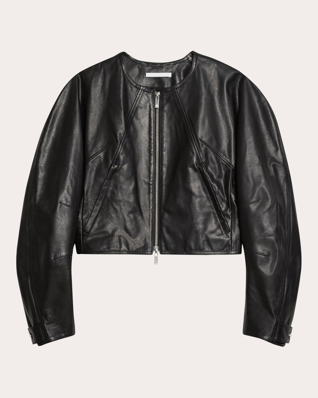 Cropped Waxed Leather Jacket