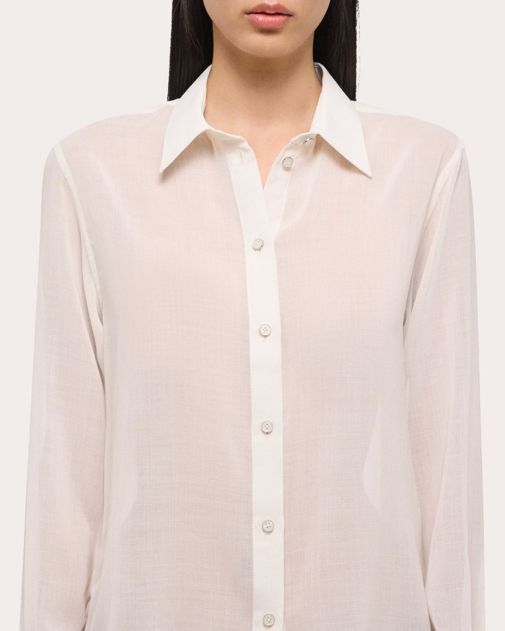 Wool-Blend Chiffon Shirt