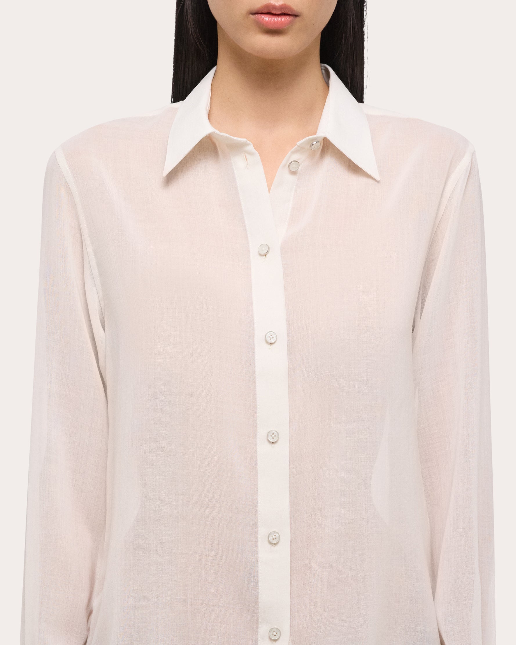 Wool-Blend Chiffon Shirt