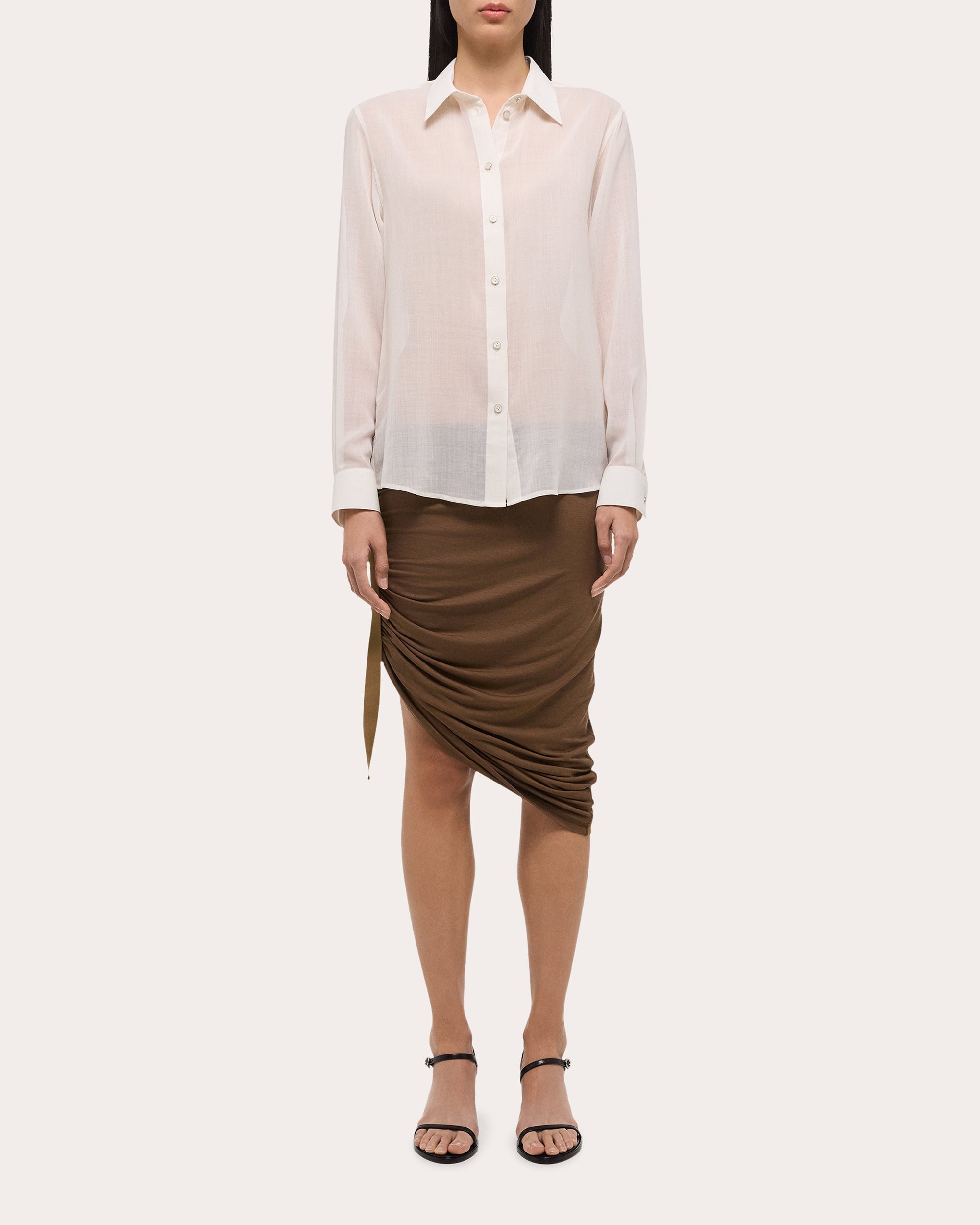 Wool-Blend Chiffon Shirt