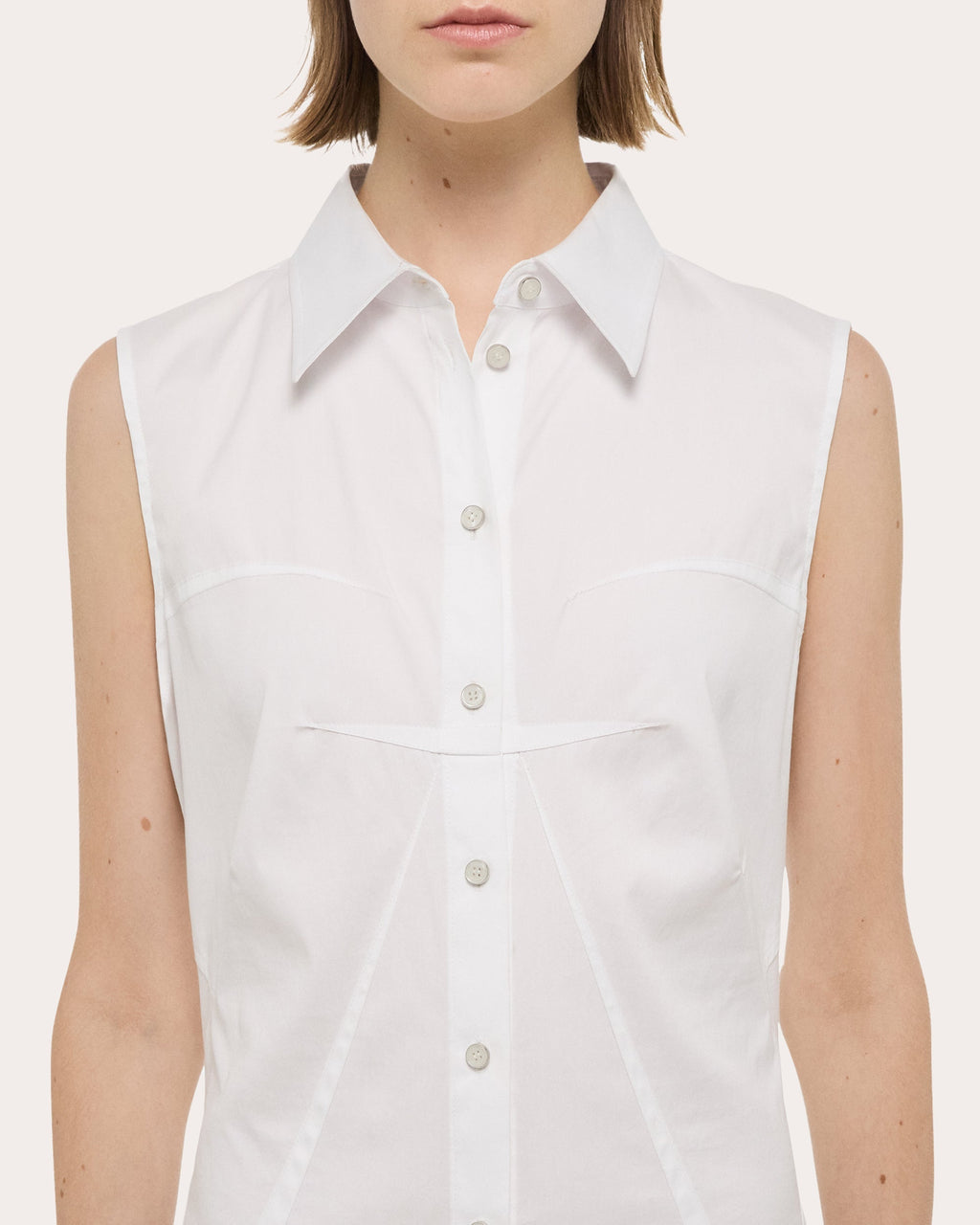 Asymmetric Paneled Stretch-Poplin Shirt Dress