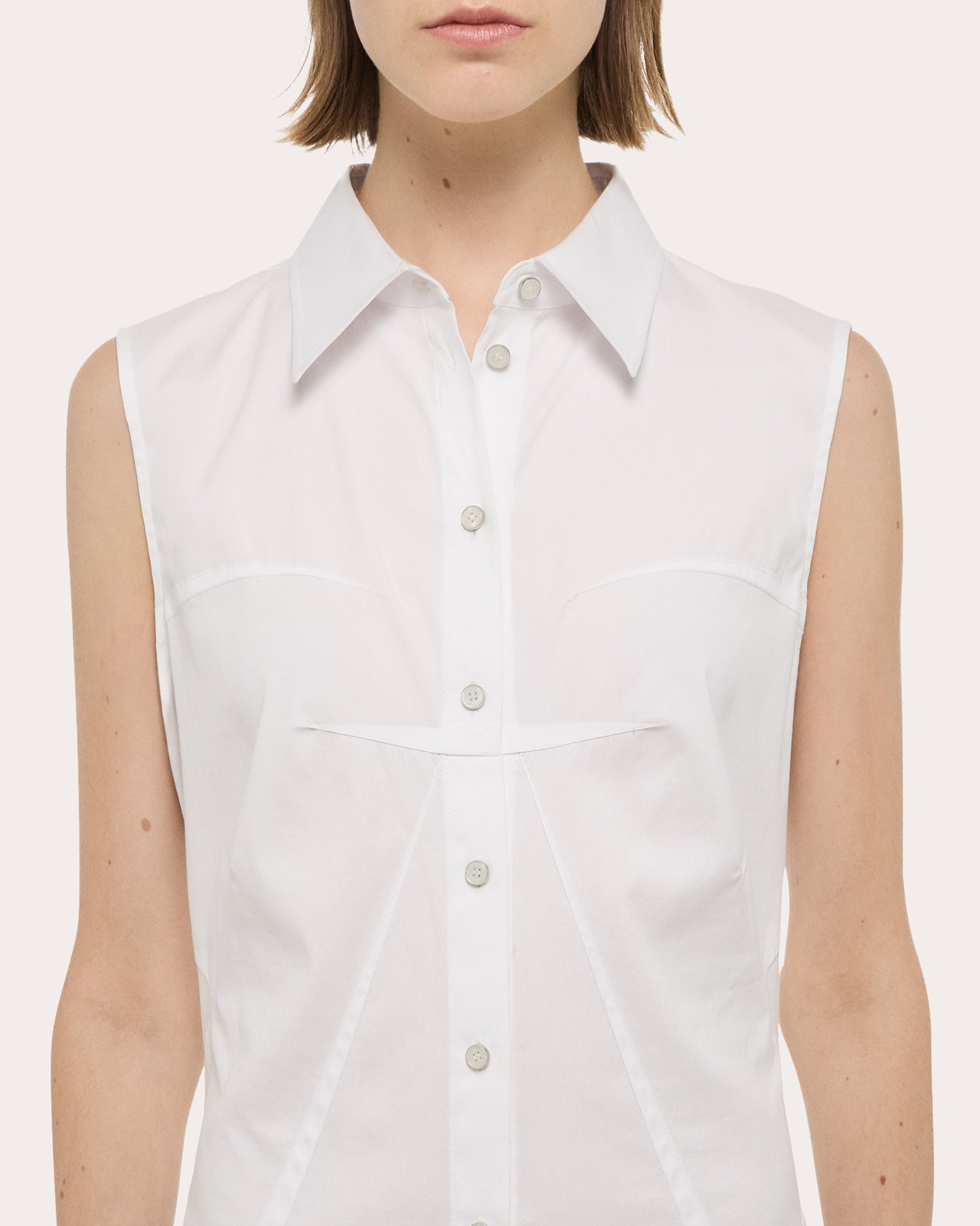 Asymmetric Paneled Stretch-Poplin Shirt Dress