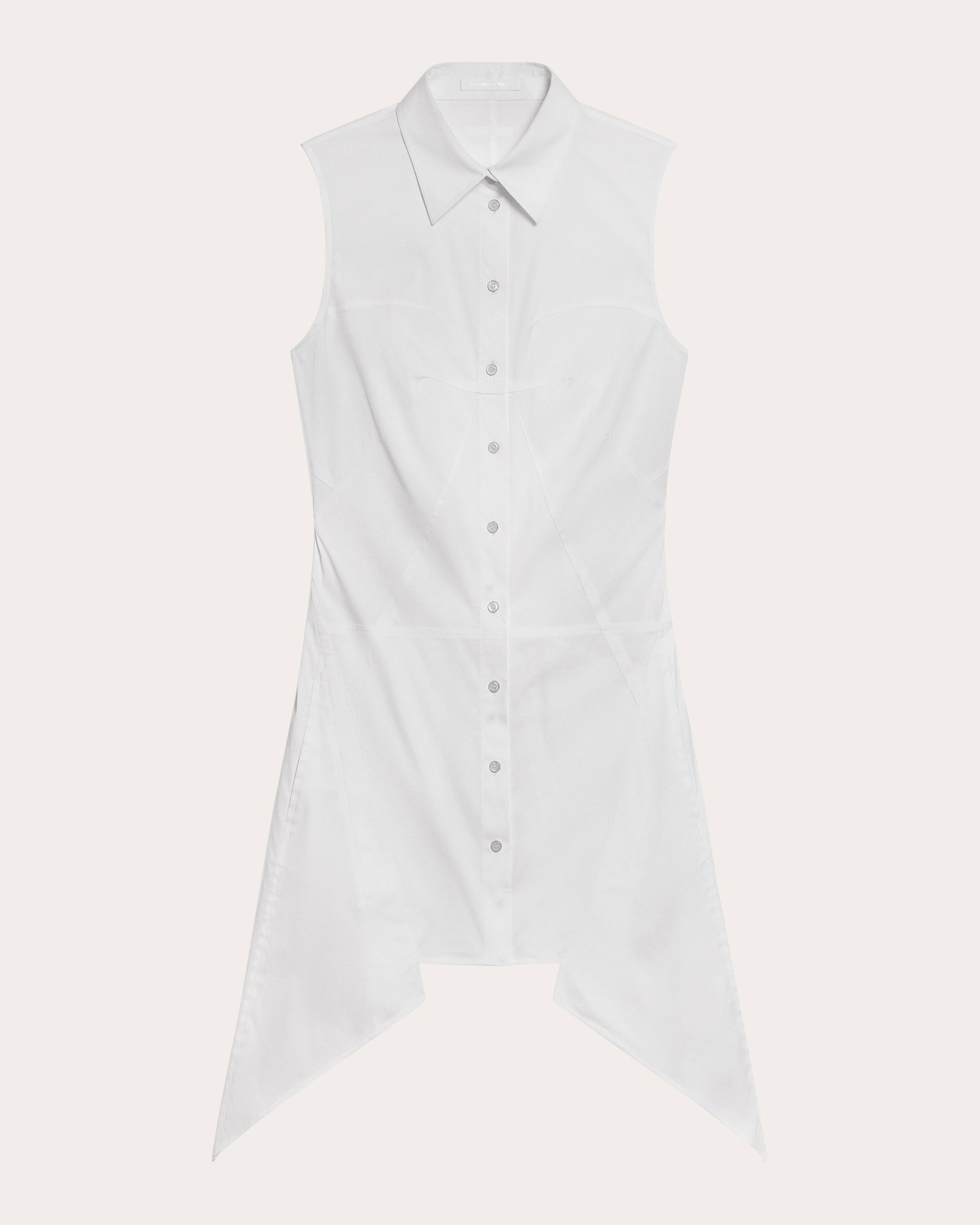 Asymmetric Paneled Stretch-Poplin Shirt Dress