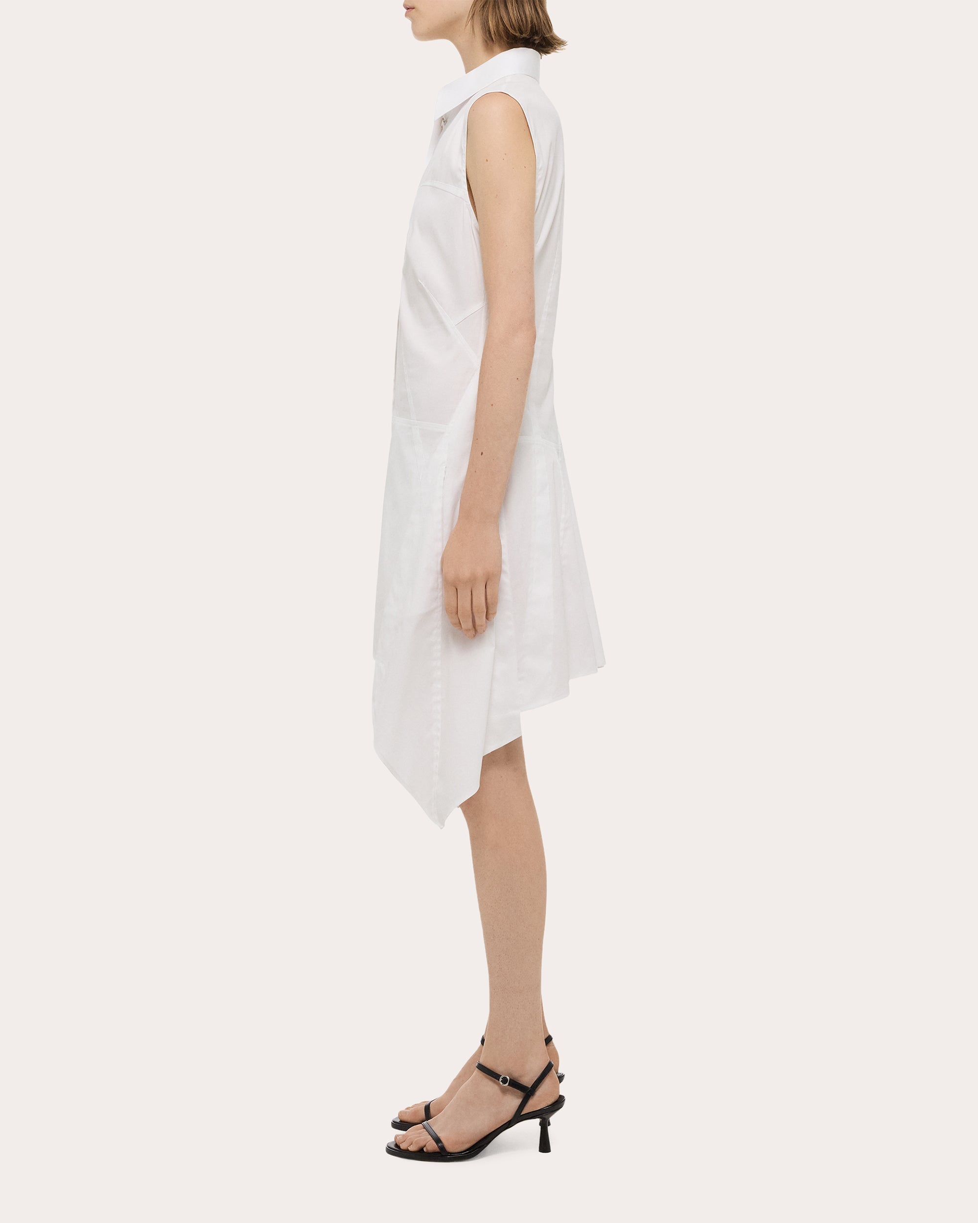 Asymmetric Paneled Stretch-Poplin Shirt Dress