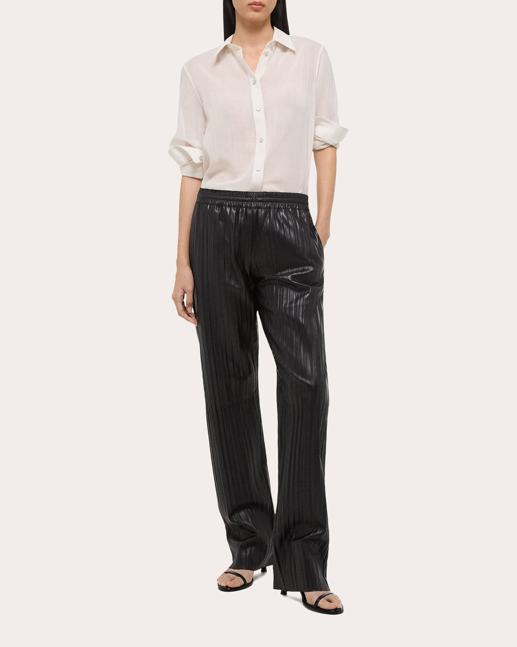 Pleated Leather Pants