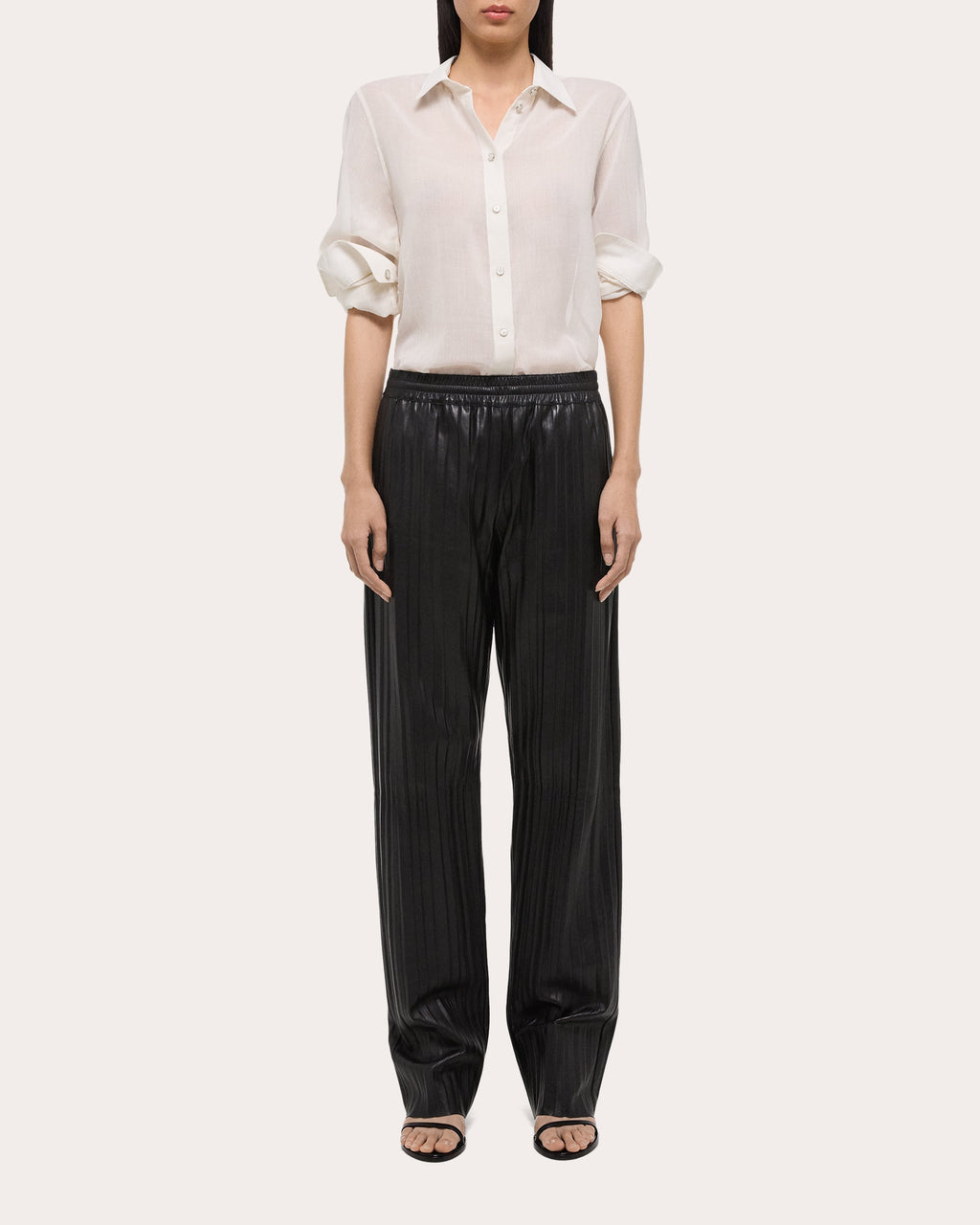 Pleated Leather Pants