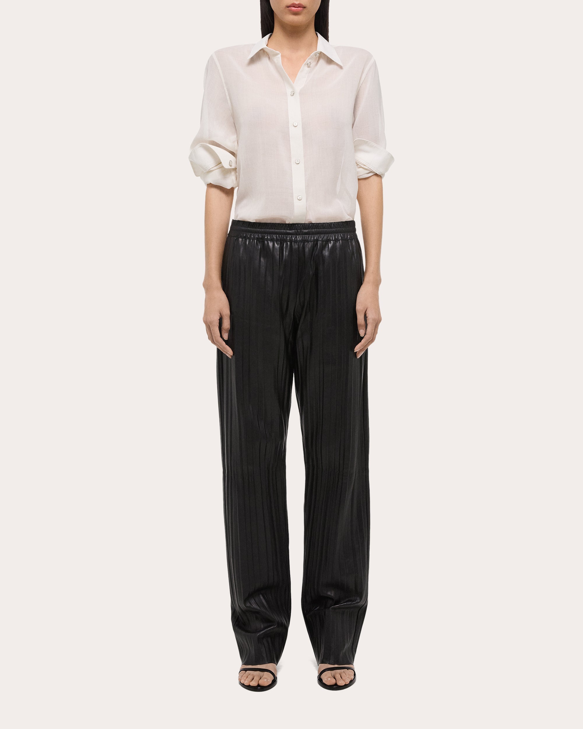 Pleated Leather Pants