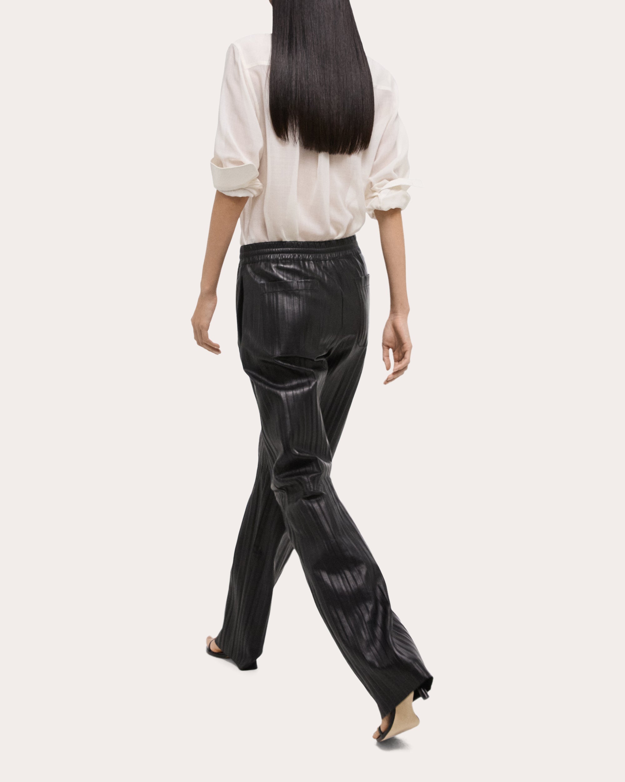 Pleated Leather Pants
