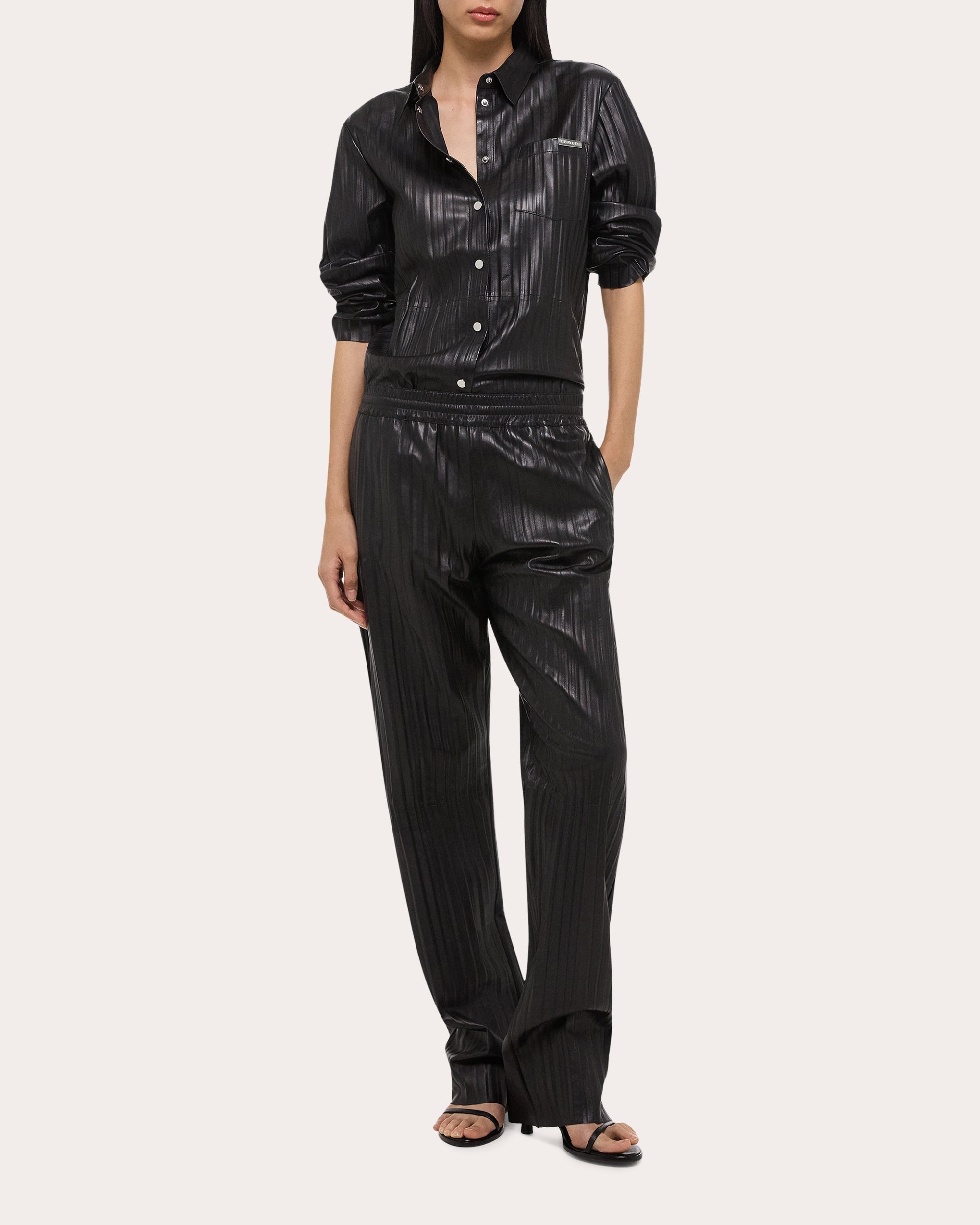 Pleated Leather Shirt