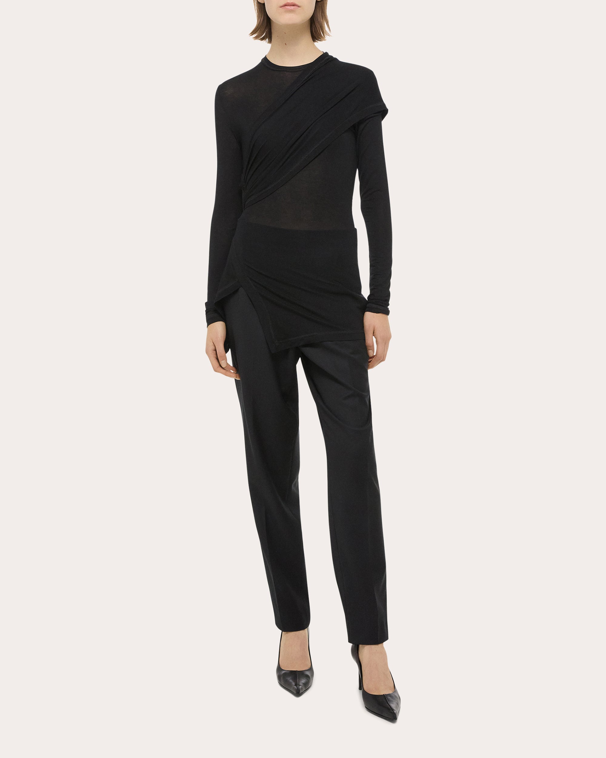 Protection Asymmetric Draped Jersey Top