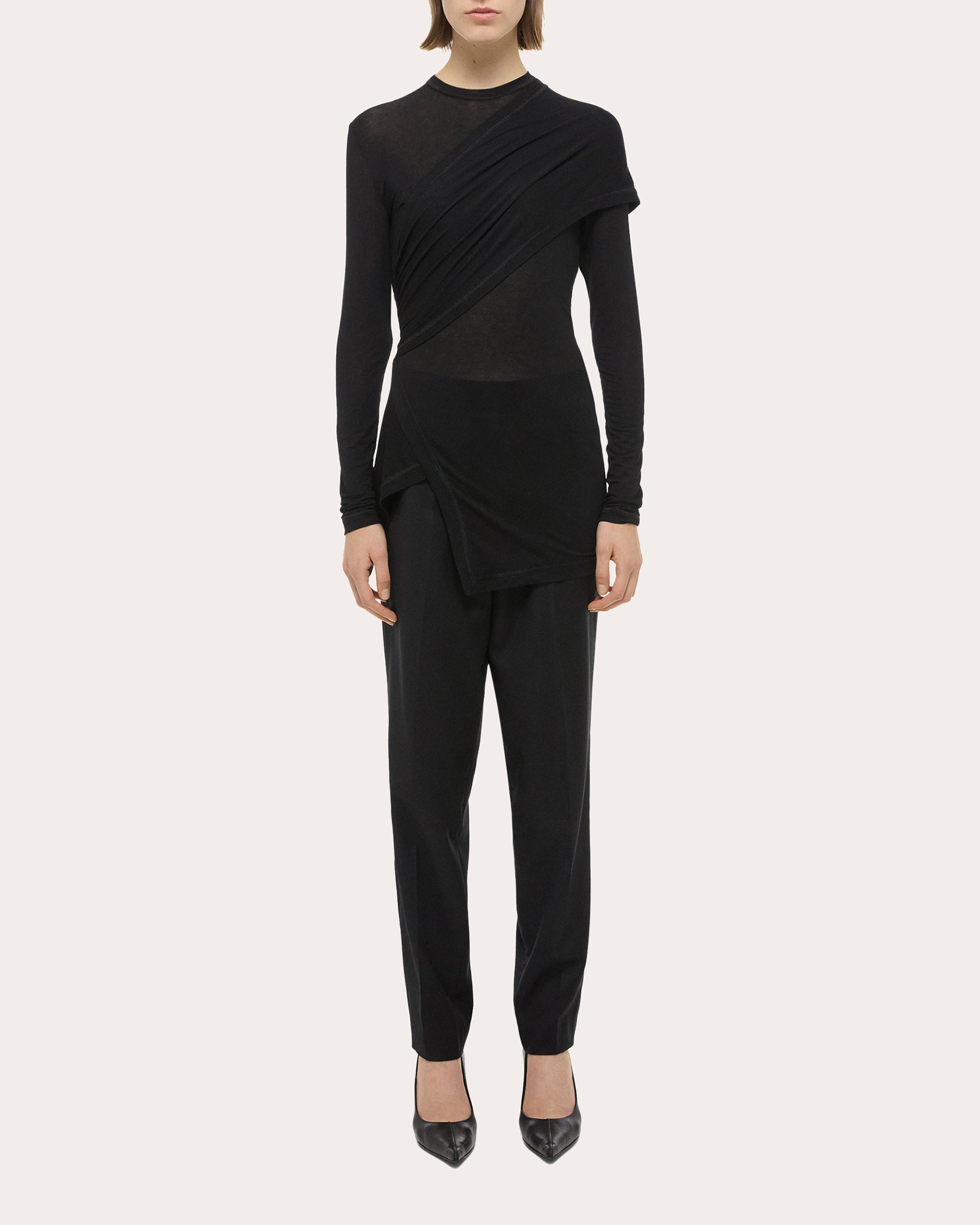 Protection Asymmetric Draped Jersey Top