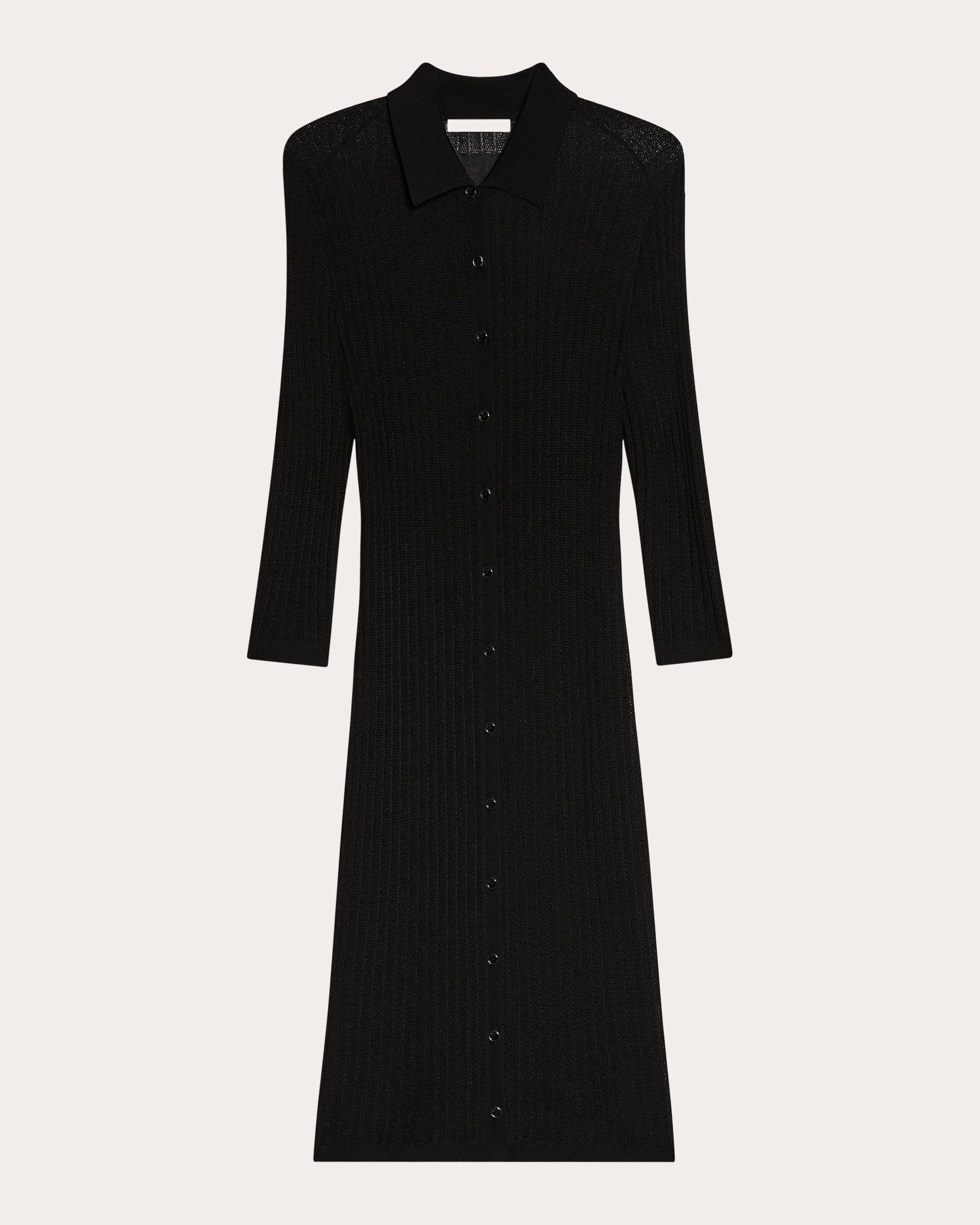 Ribbed Pointelle-Knit Polo Dress