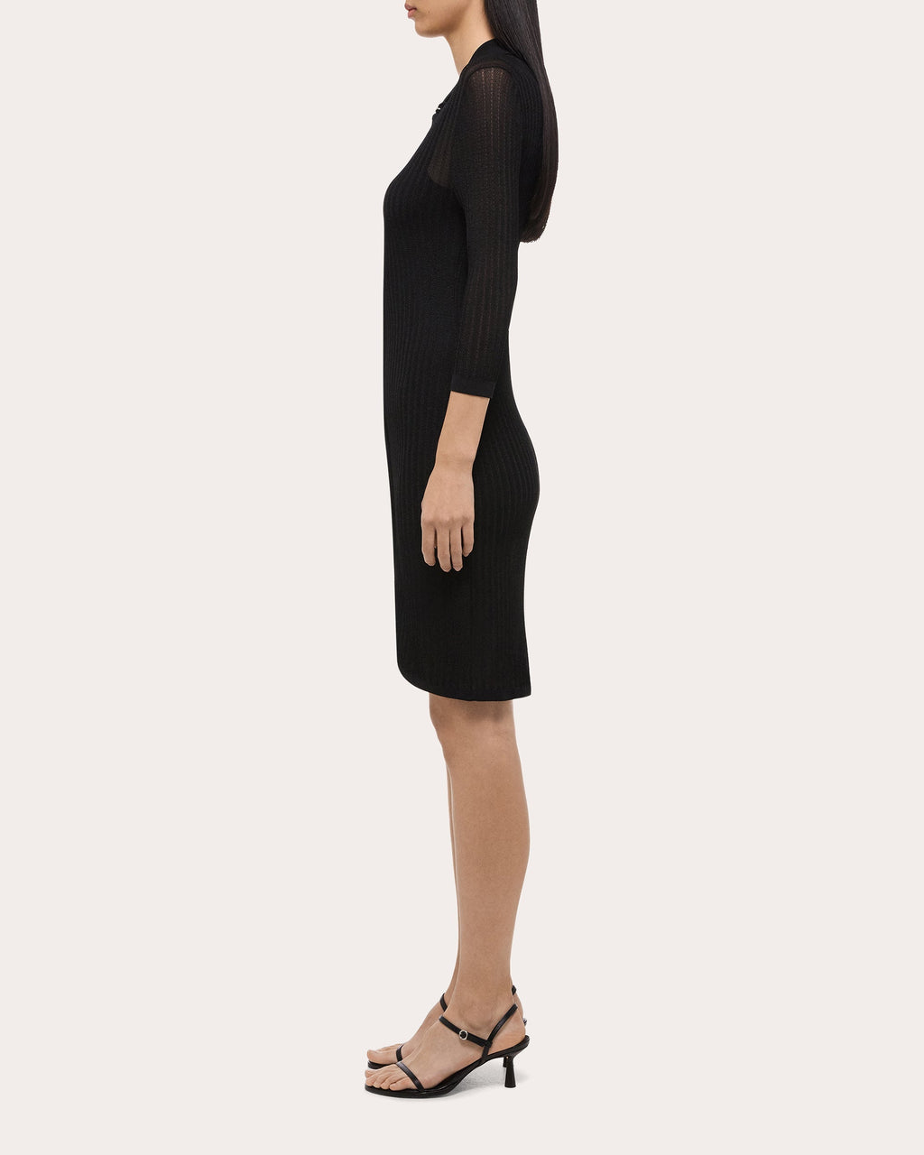 Ribbed Pointelle-Knit Polo Dress