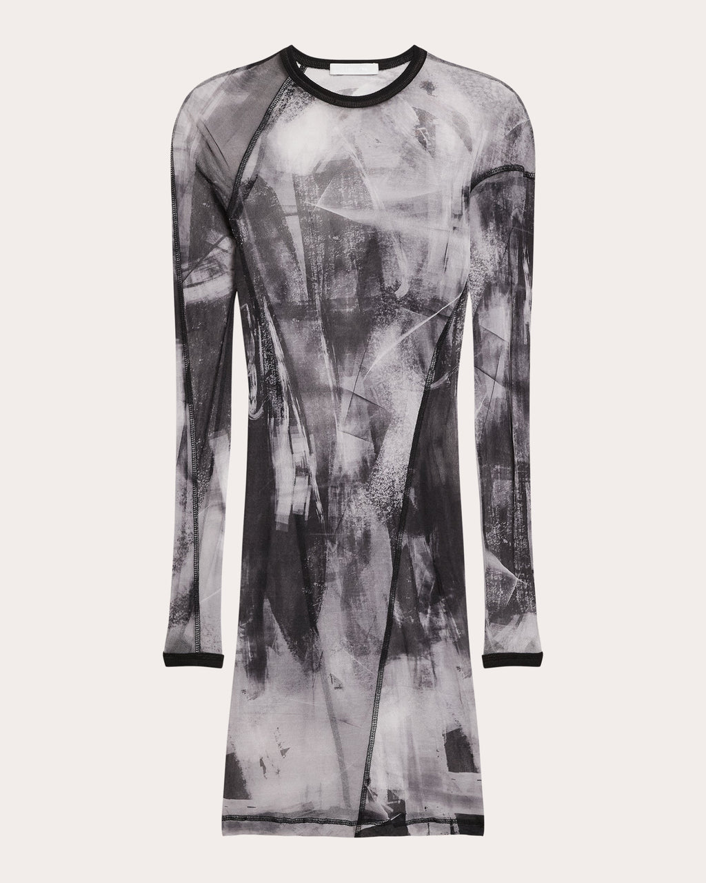Abstract Sheer Mesh Twisted Bodycon Dress