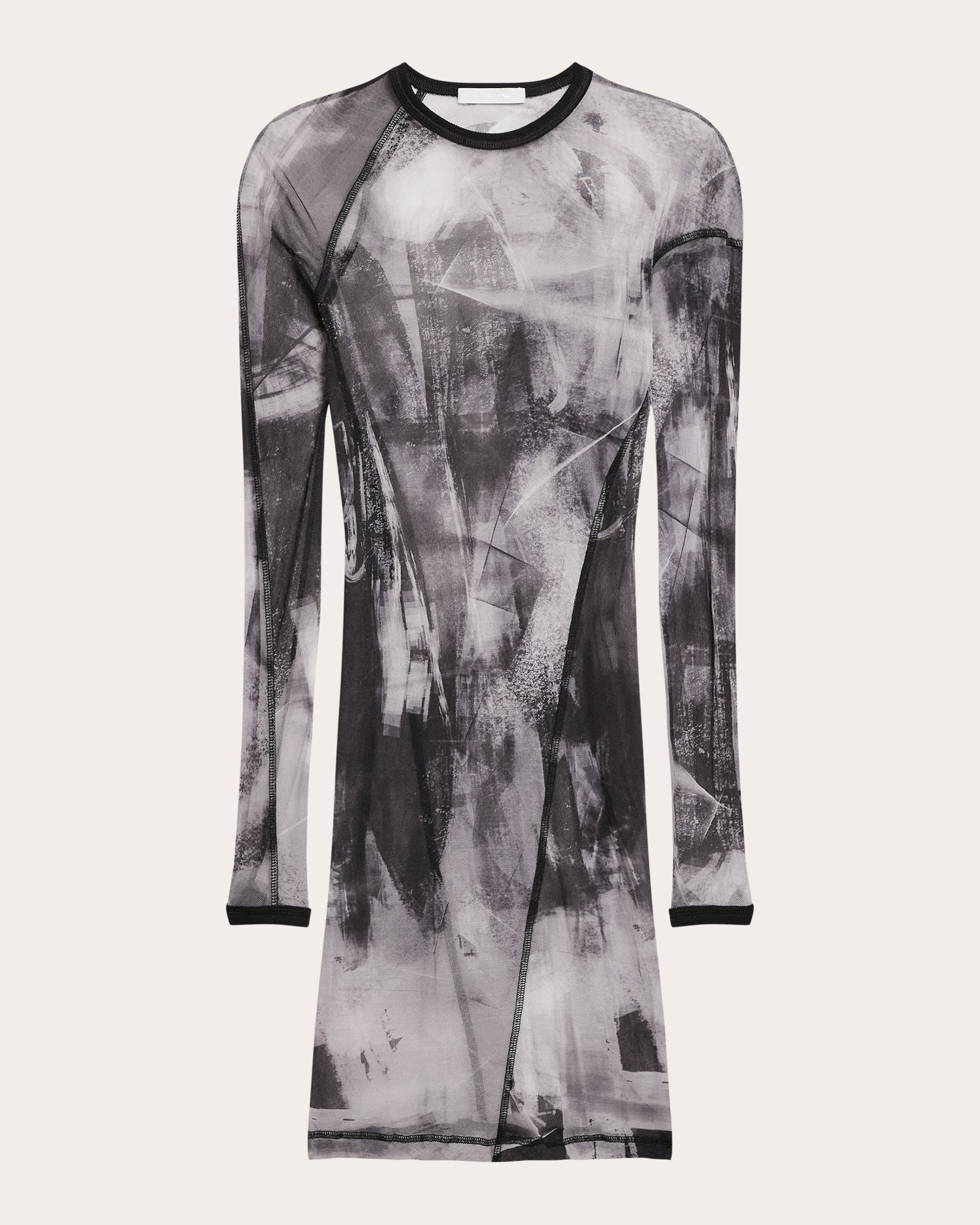 Abstract Sheer Mesh Twisted Bodycon Dress