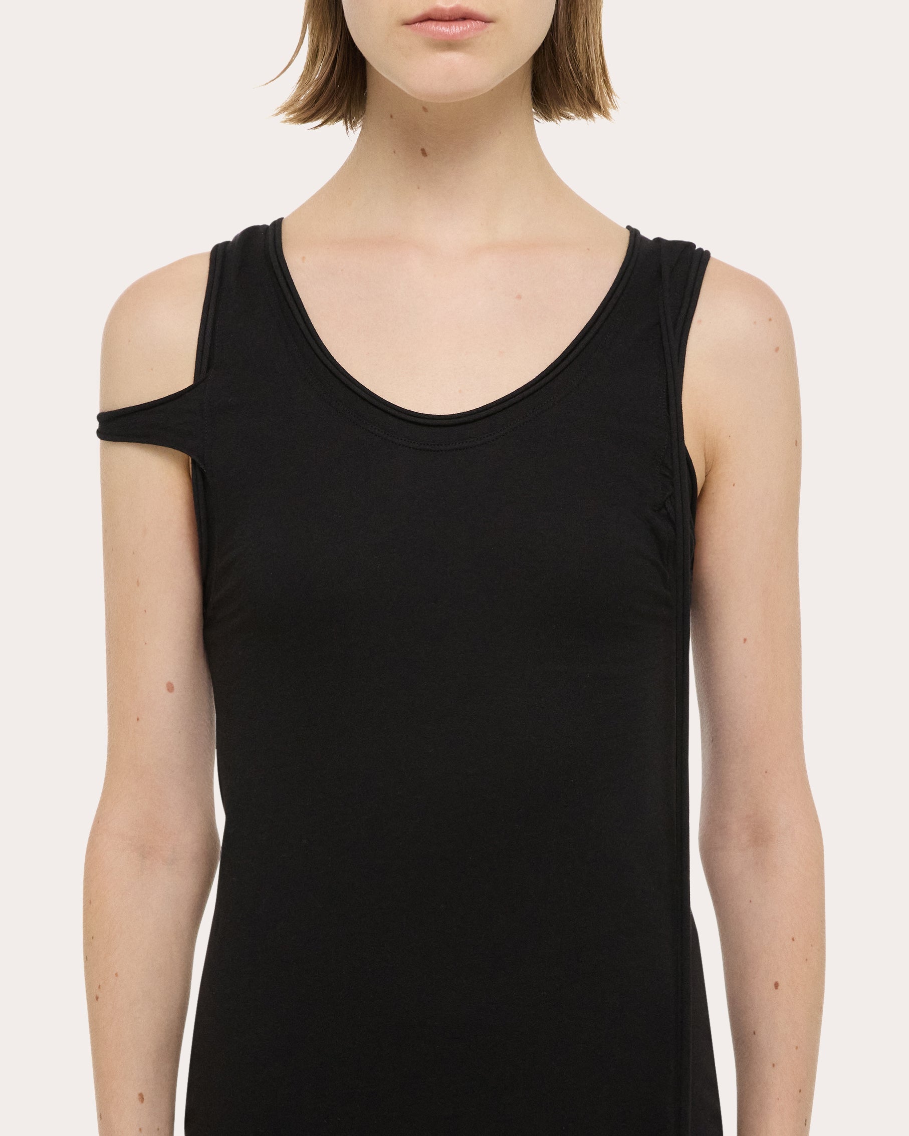 Layered Stretch Cotton Mini Dress