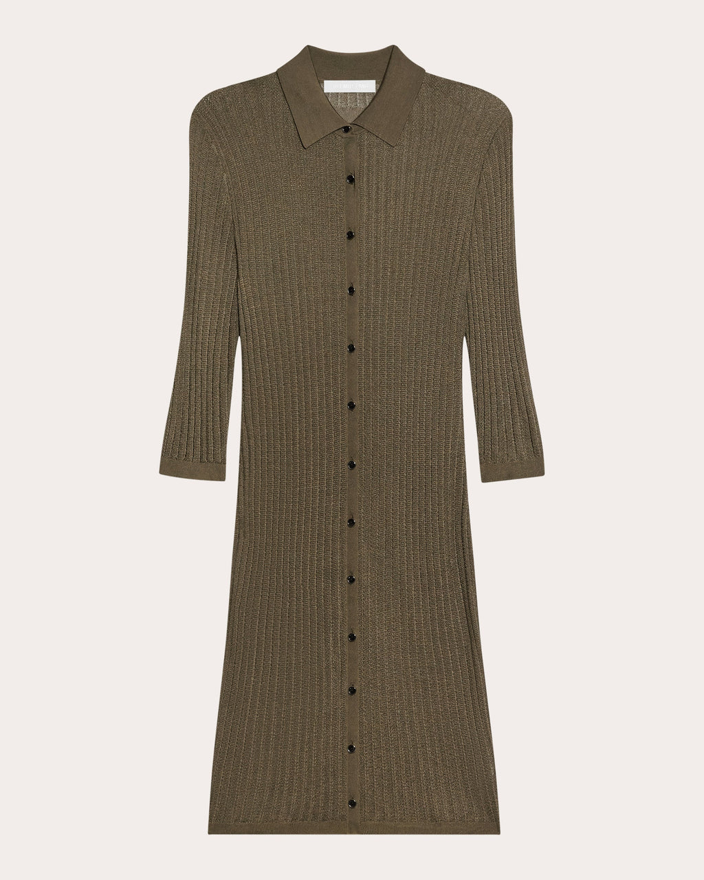 Ribbed Pointelle-Knit Polo Dress