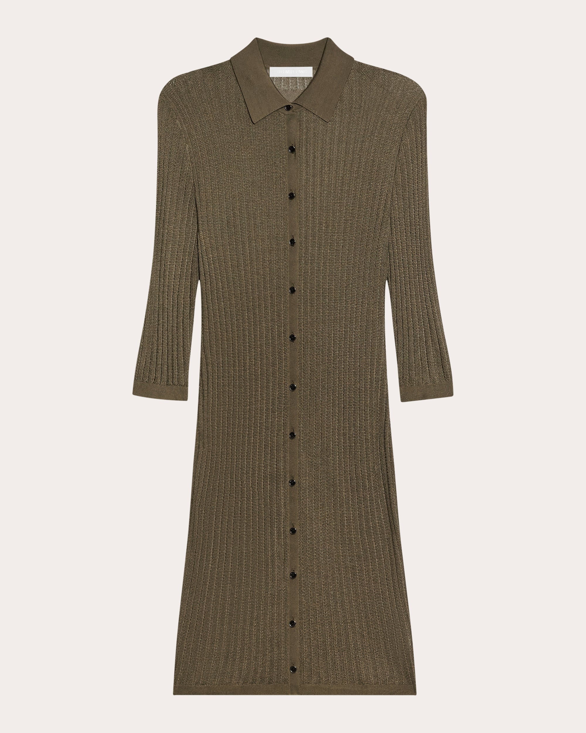 Ribbed Pointelle-Knit Polo Dress