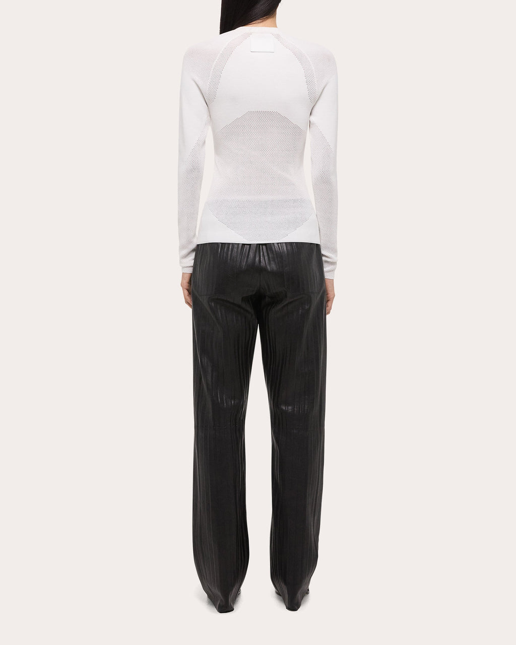 Mesh-Paneled Knit Top