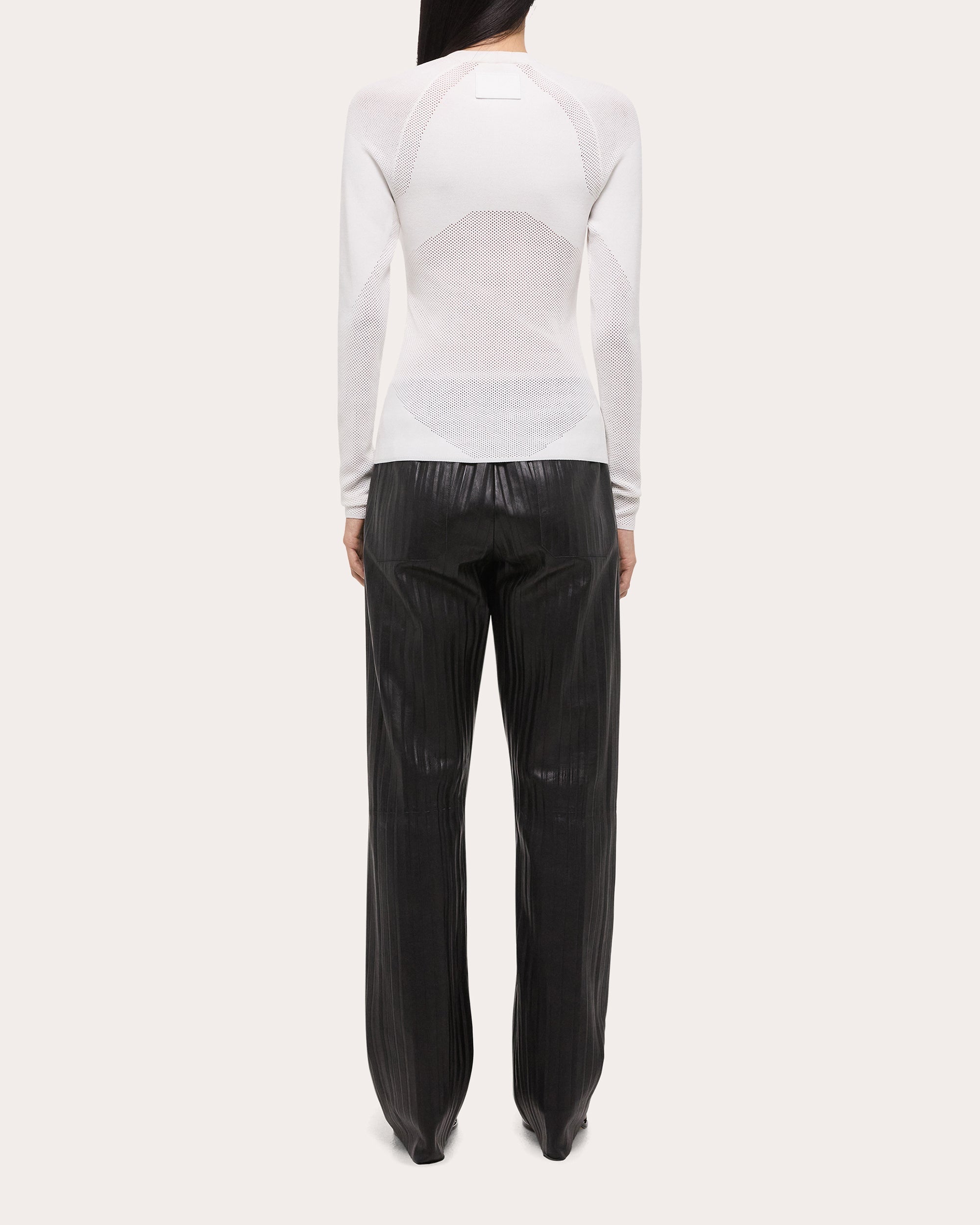 Mesh-Paneled Knit Top