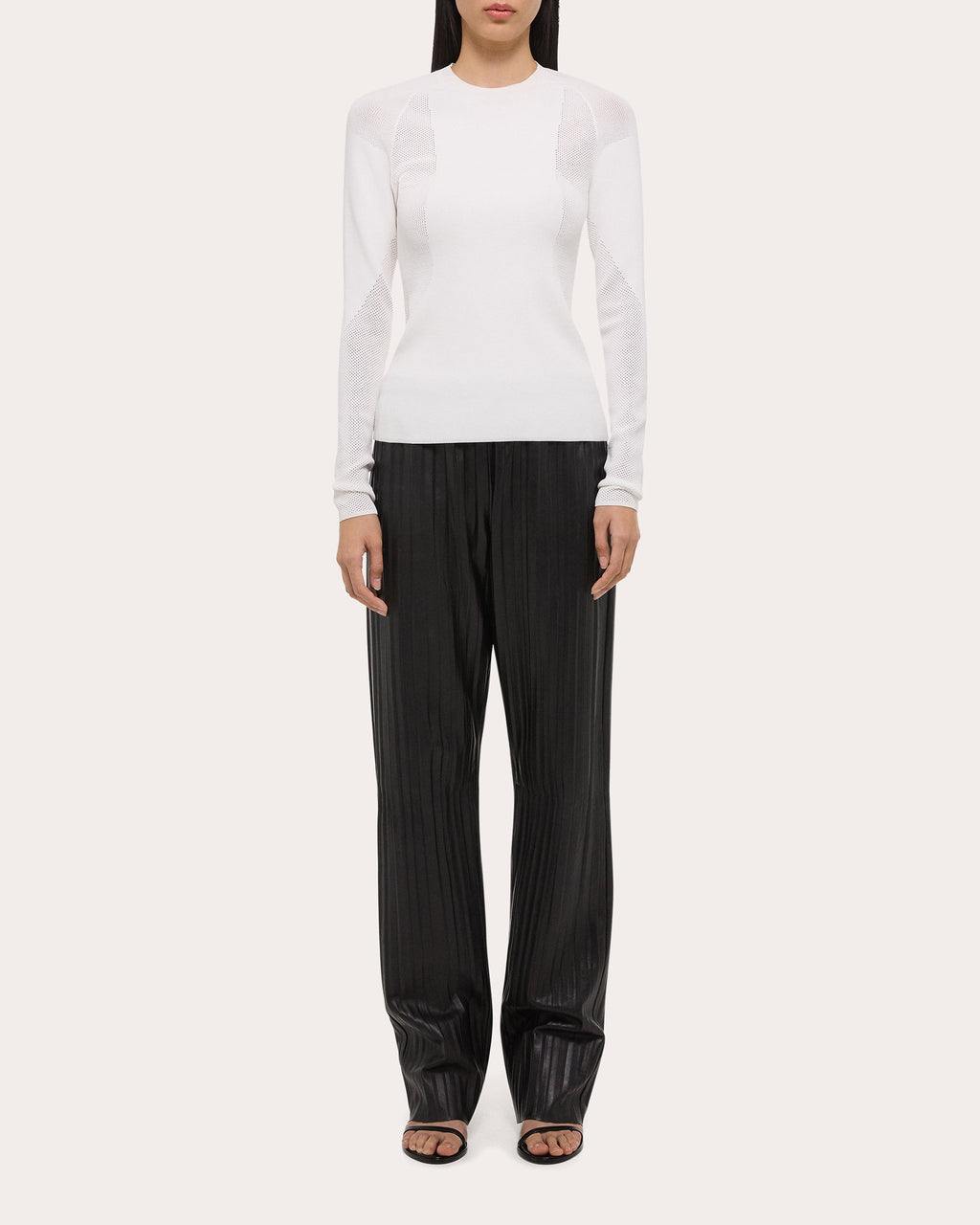 Mesh-Paneled Knit Top