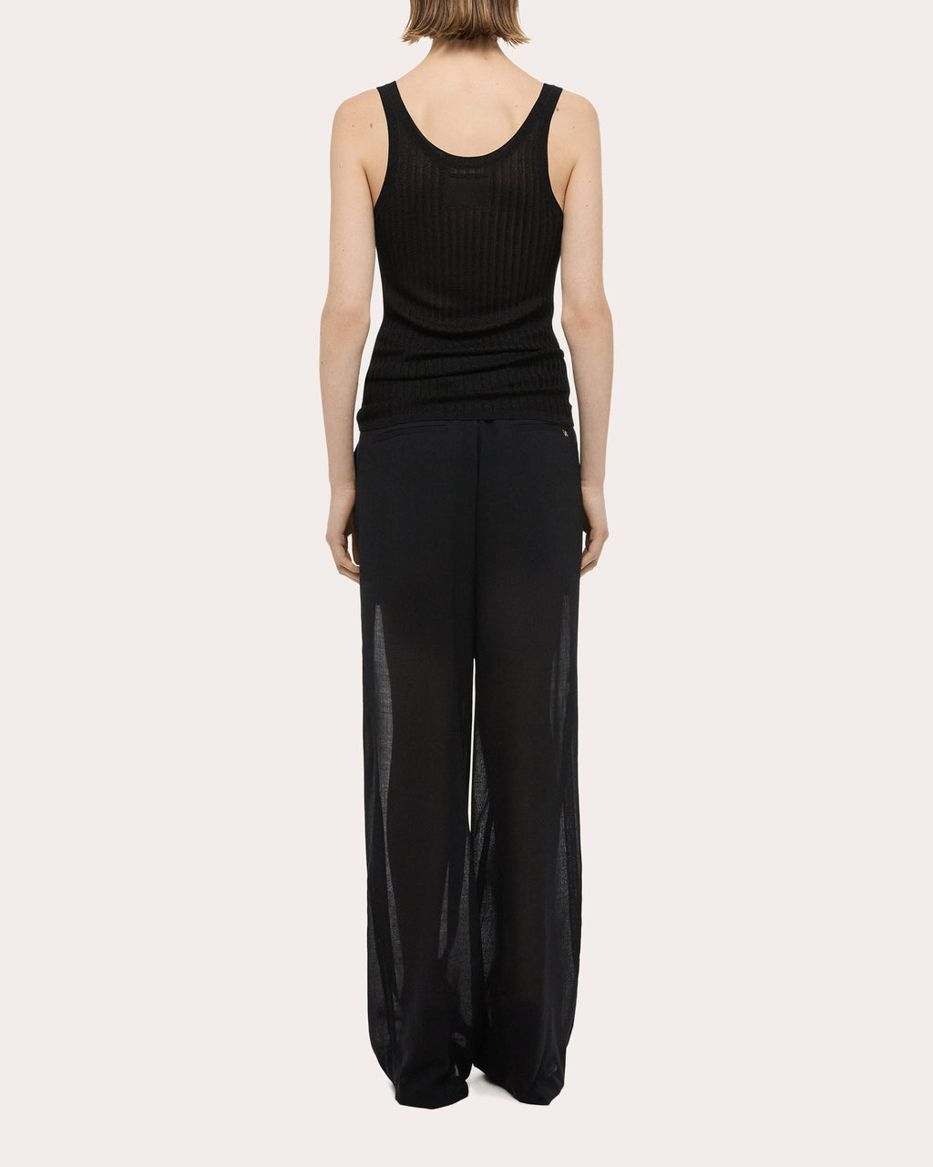 Ribbed Pointelle-Knit Tank