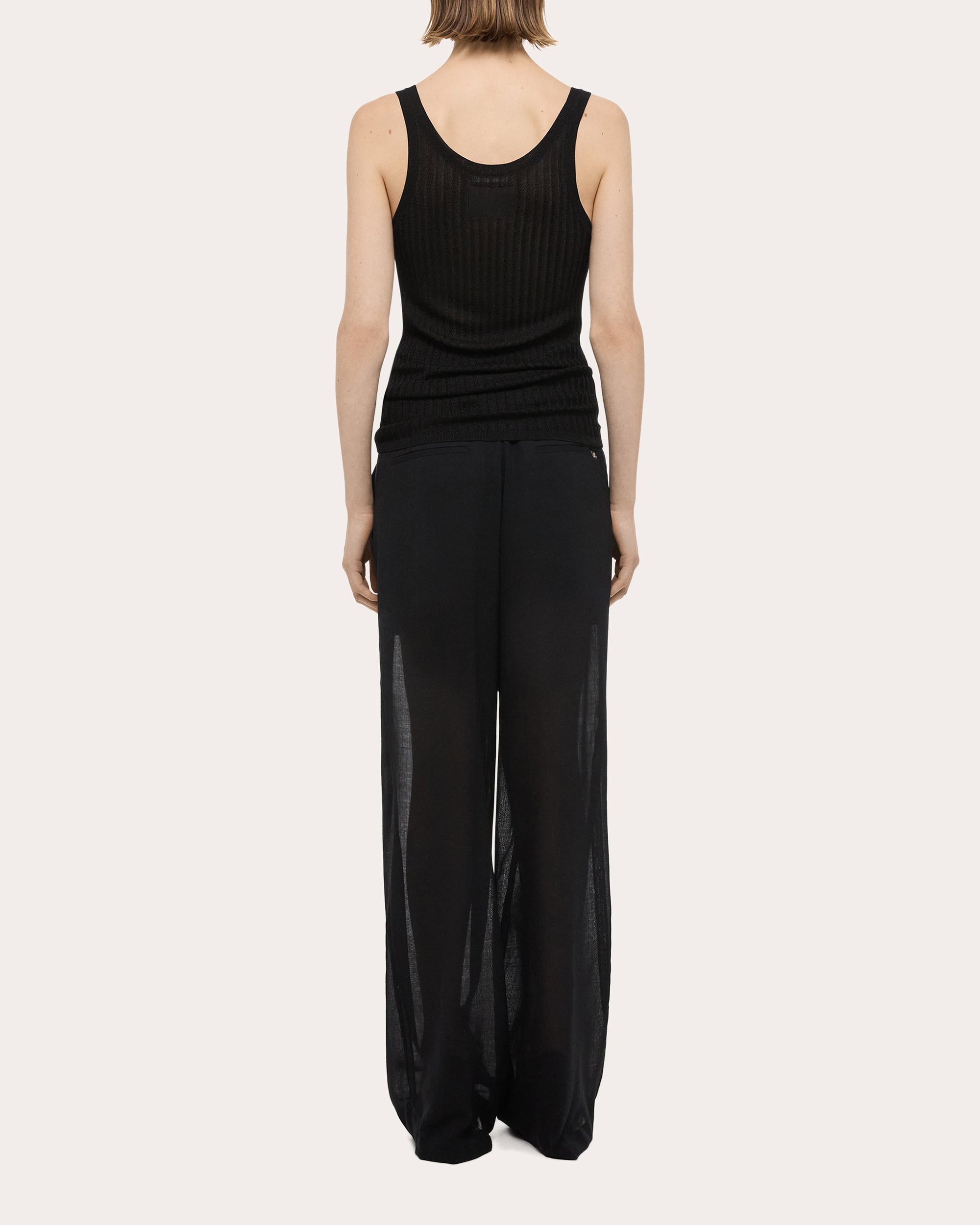 Ribbed Pointelle-Knit Tank