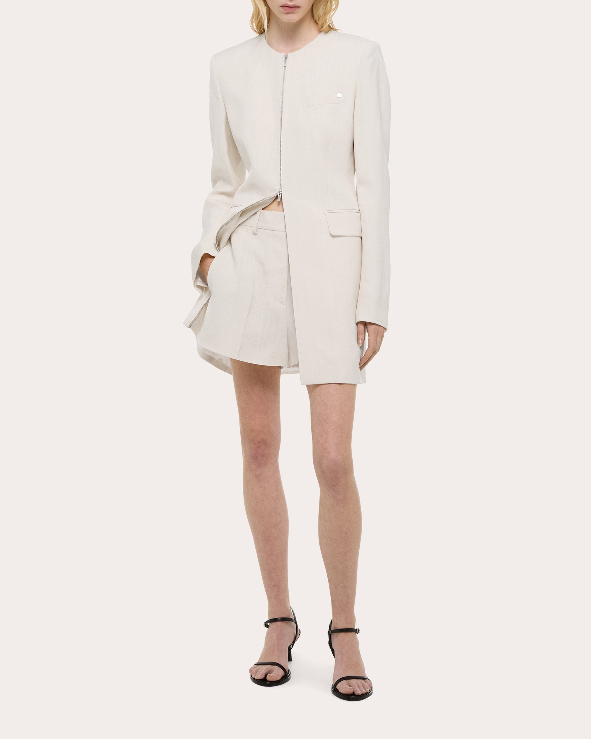 Textured Zip Front Mini Dress