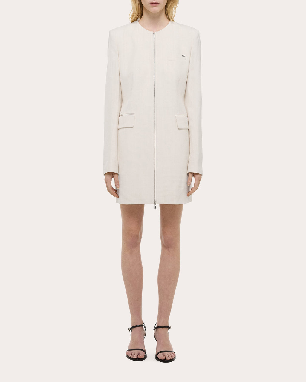 Textured Zip Front Mini Dress