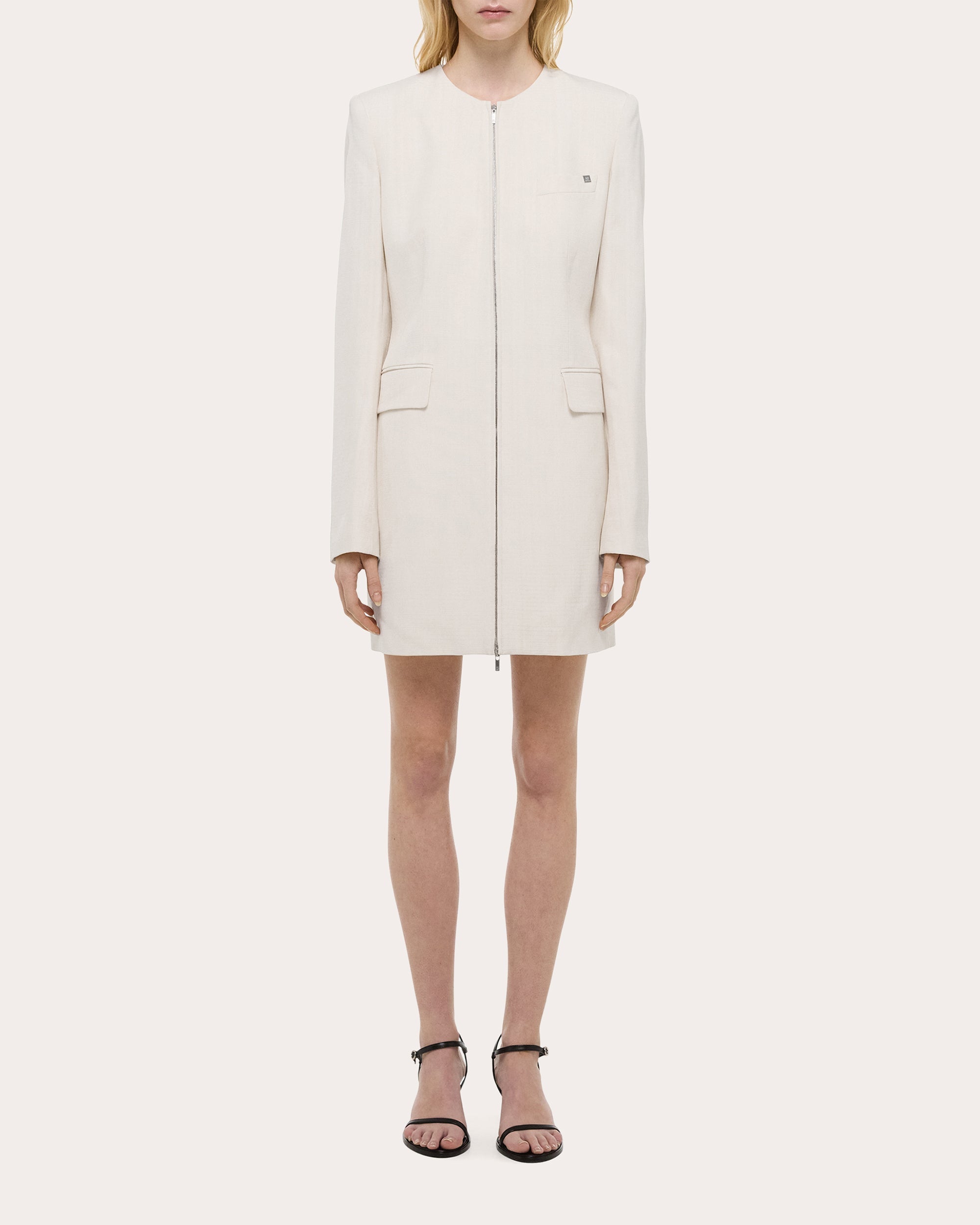 Textured Zip Front Mini Dress