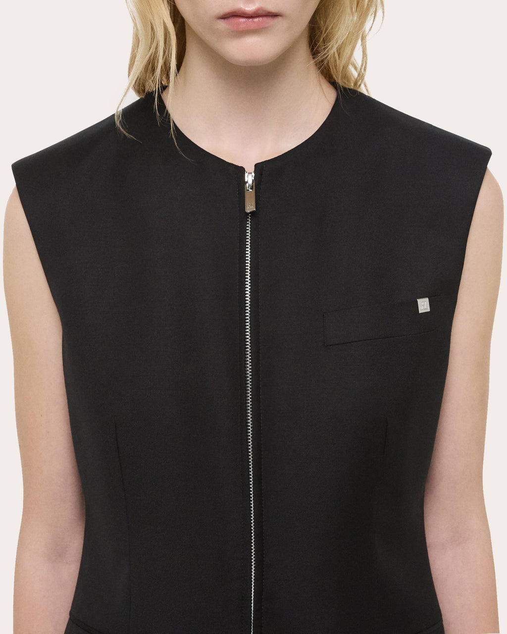 Zip Front Wool Vest