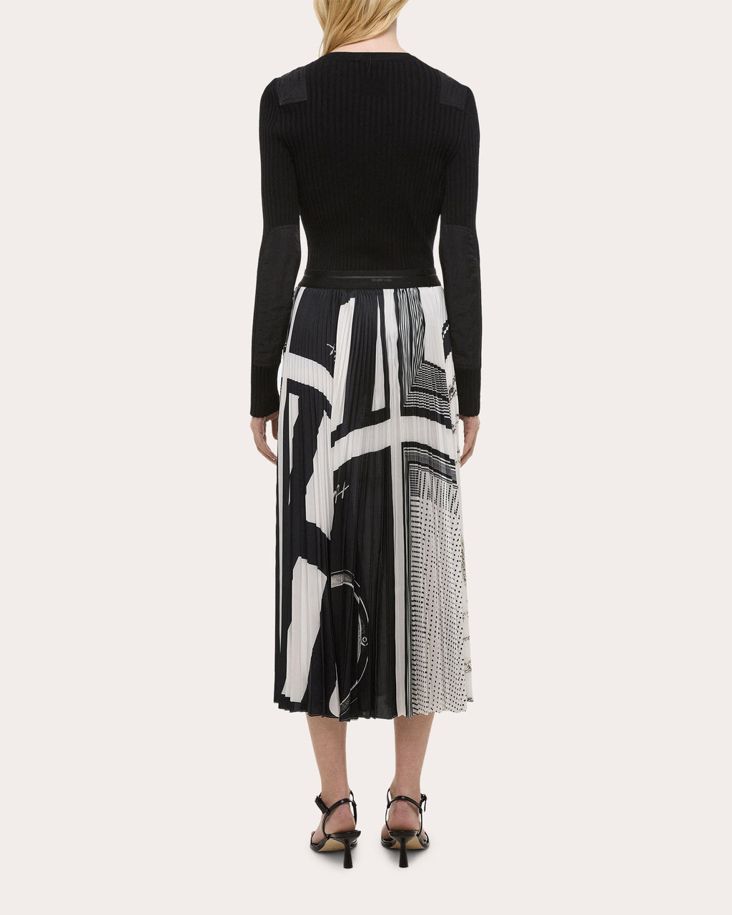 Pleated Printed Midi Skirt