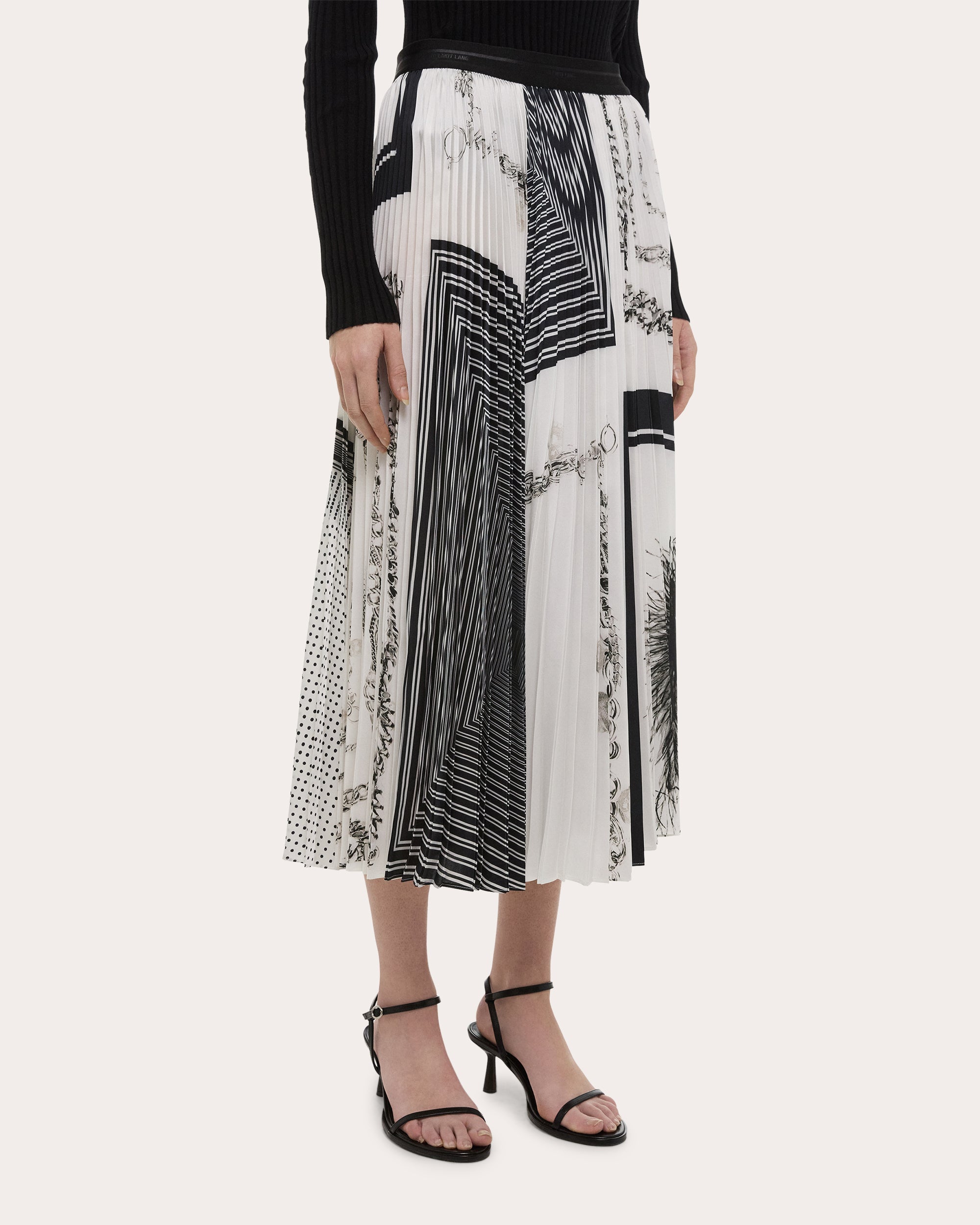 Pleated Printed Midi Skirt