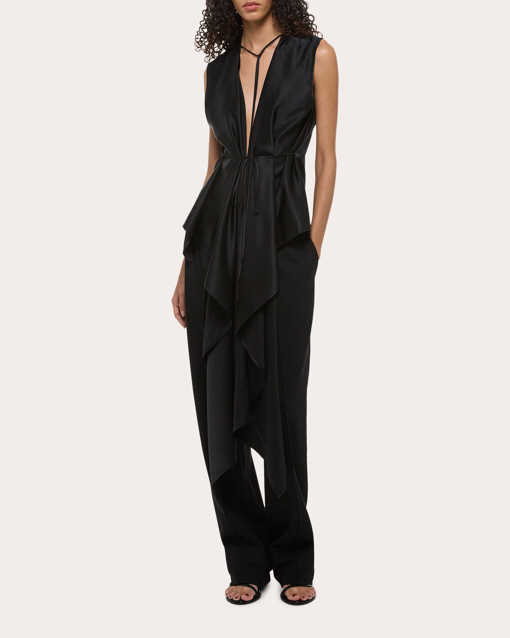 Reversible Draped Silk Satin Top