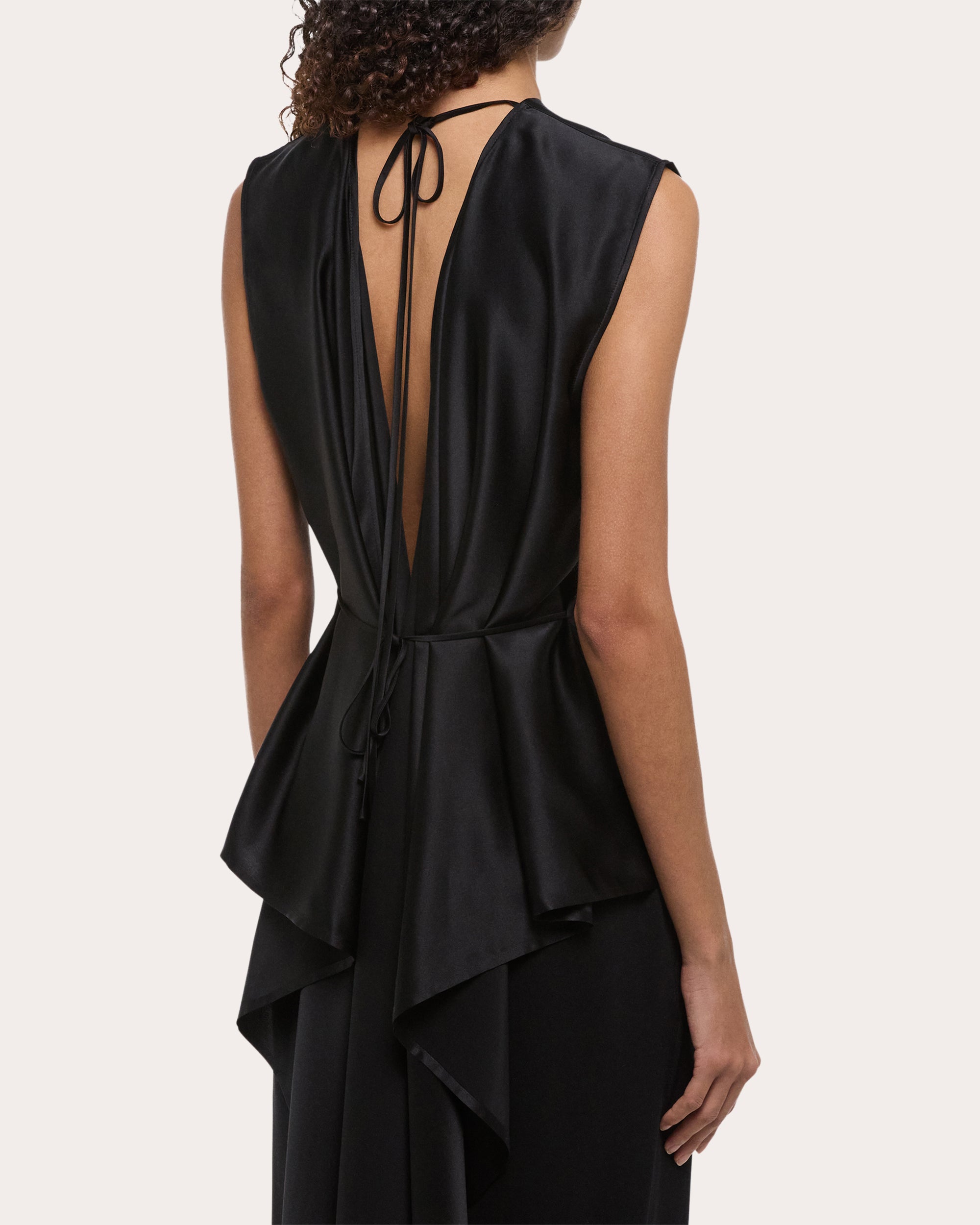 Reversible Draped Silk Satin Top