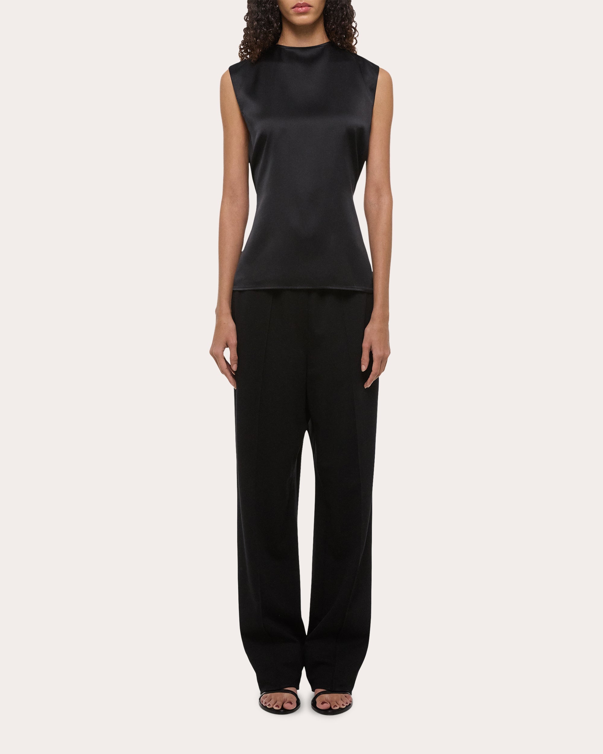Reversible Draped Silk Satin Top
