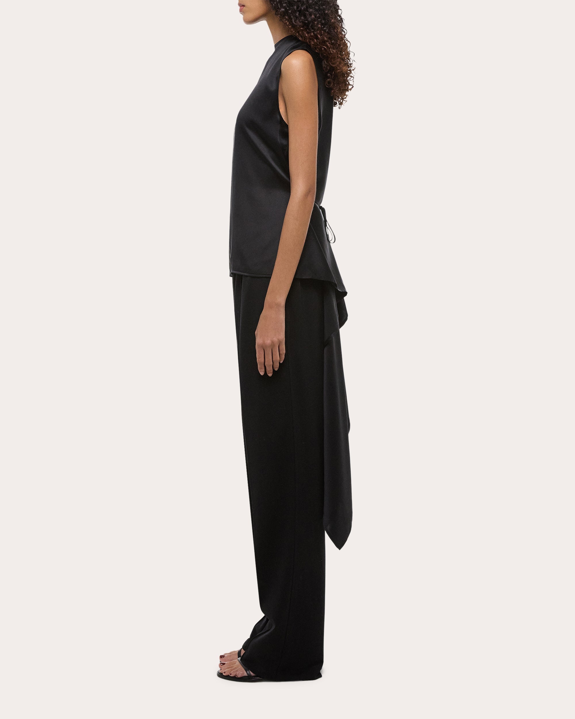 Reversible Draped Silk Satin Top