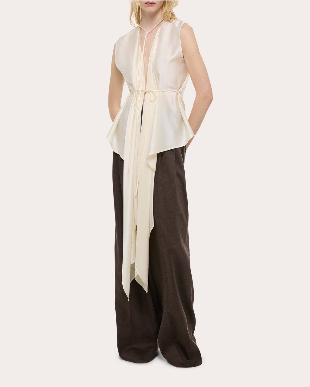 Reversible Draped Silk Satin Top