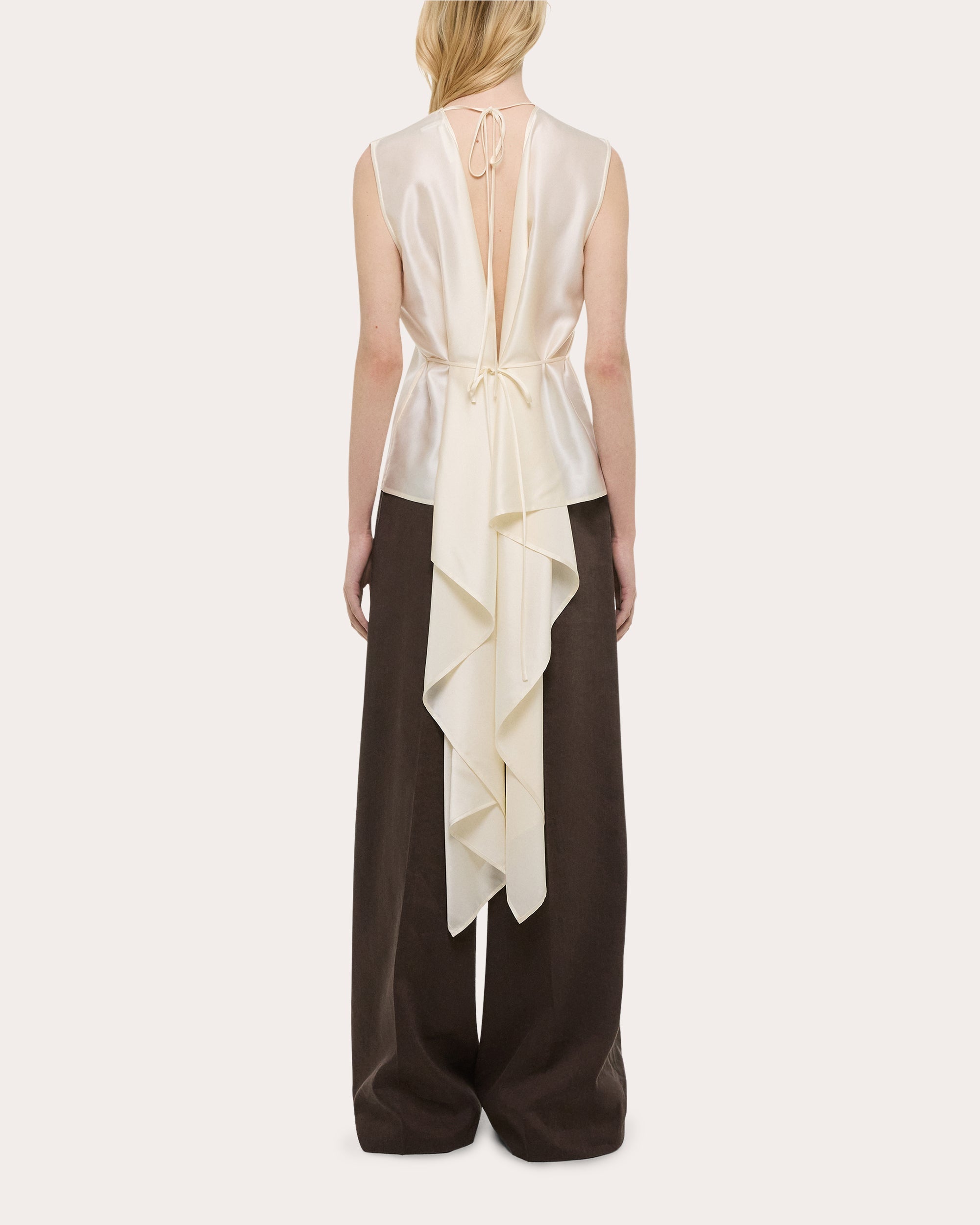 Reversible Draped Silk Satin Top