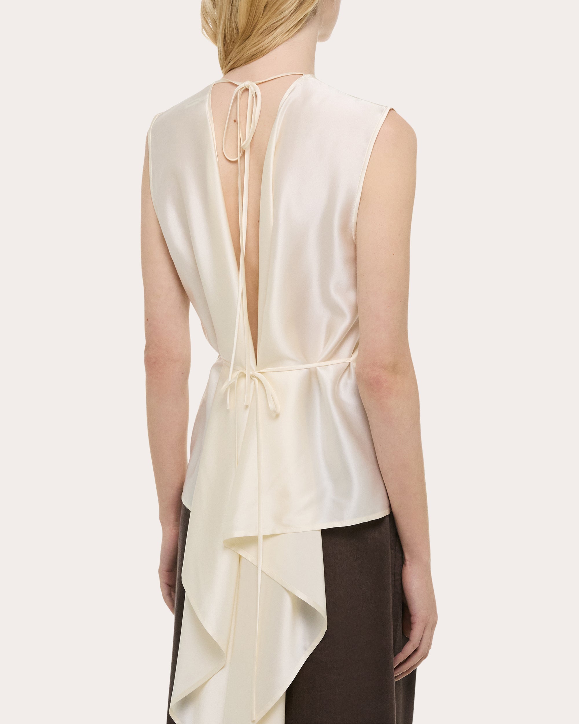 Reversible Draped Silk Satin Top