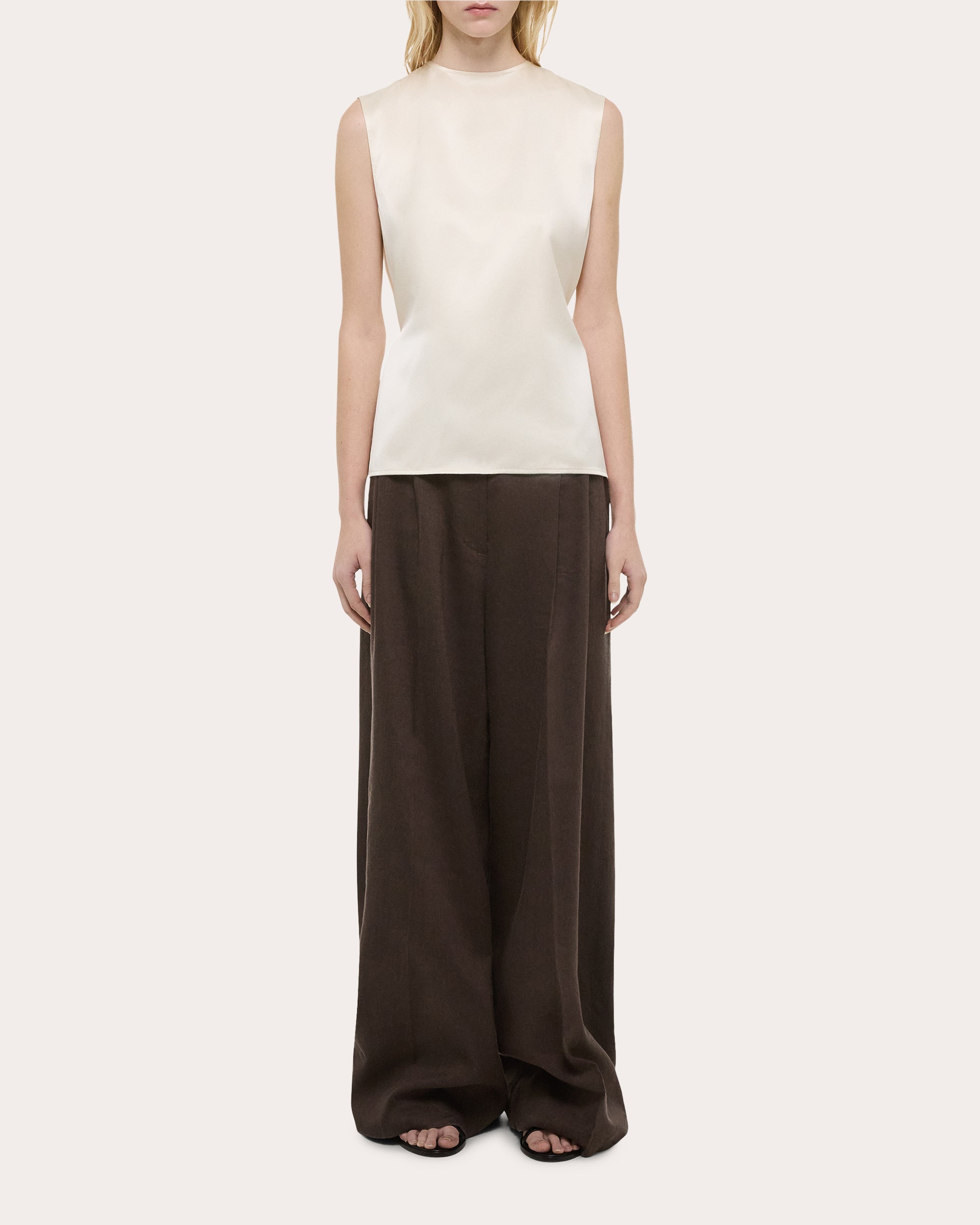 Reversible Draped Silk Satin Top
